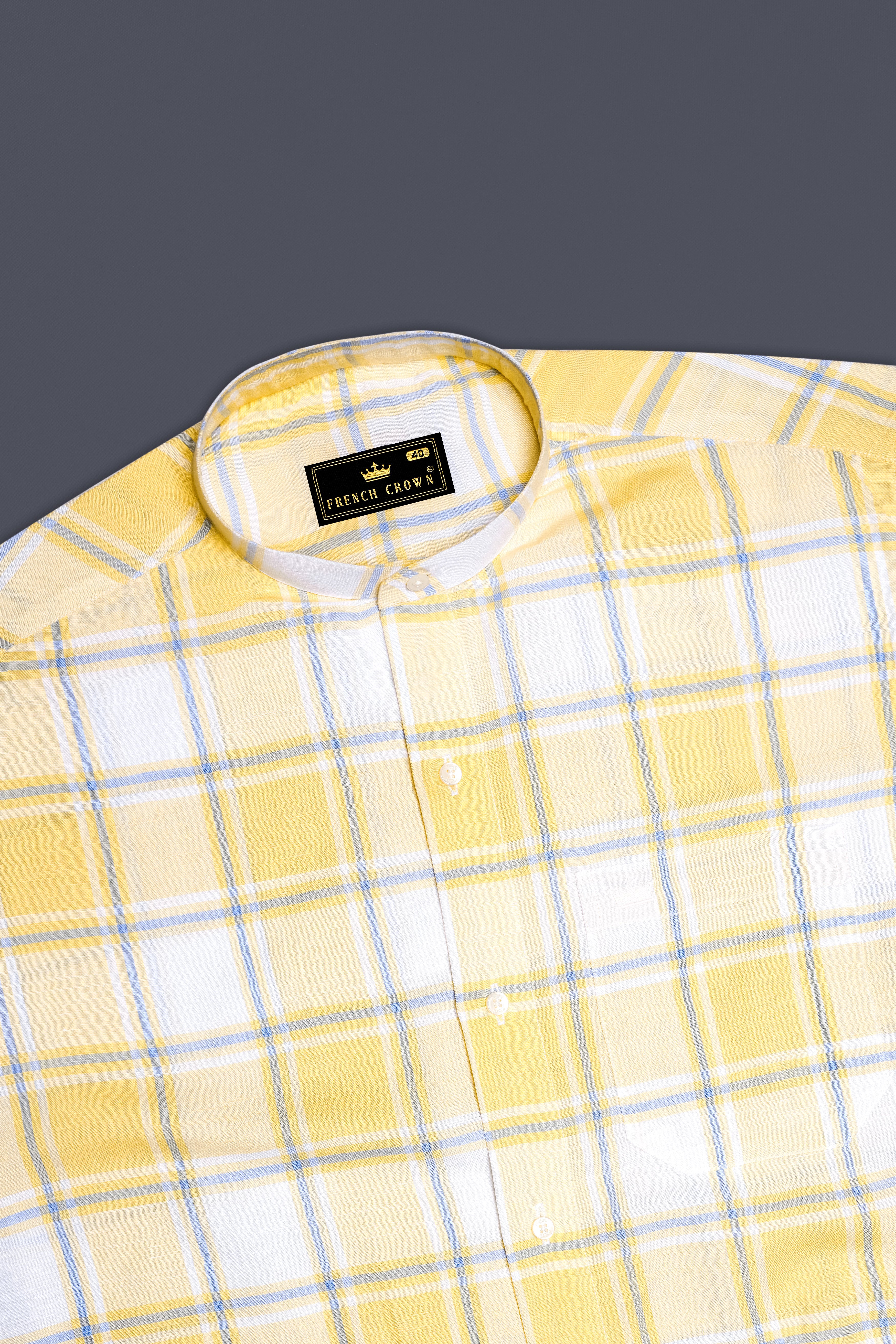 Sandwisp Yellow Plaid Premium Tencel Linen Blend Shirt