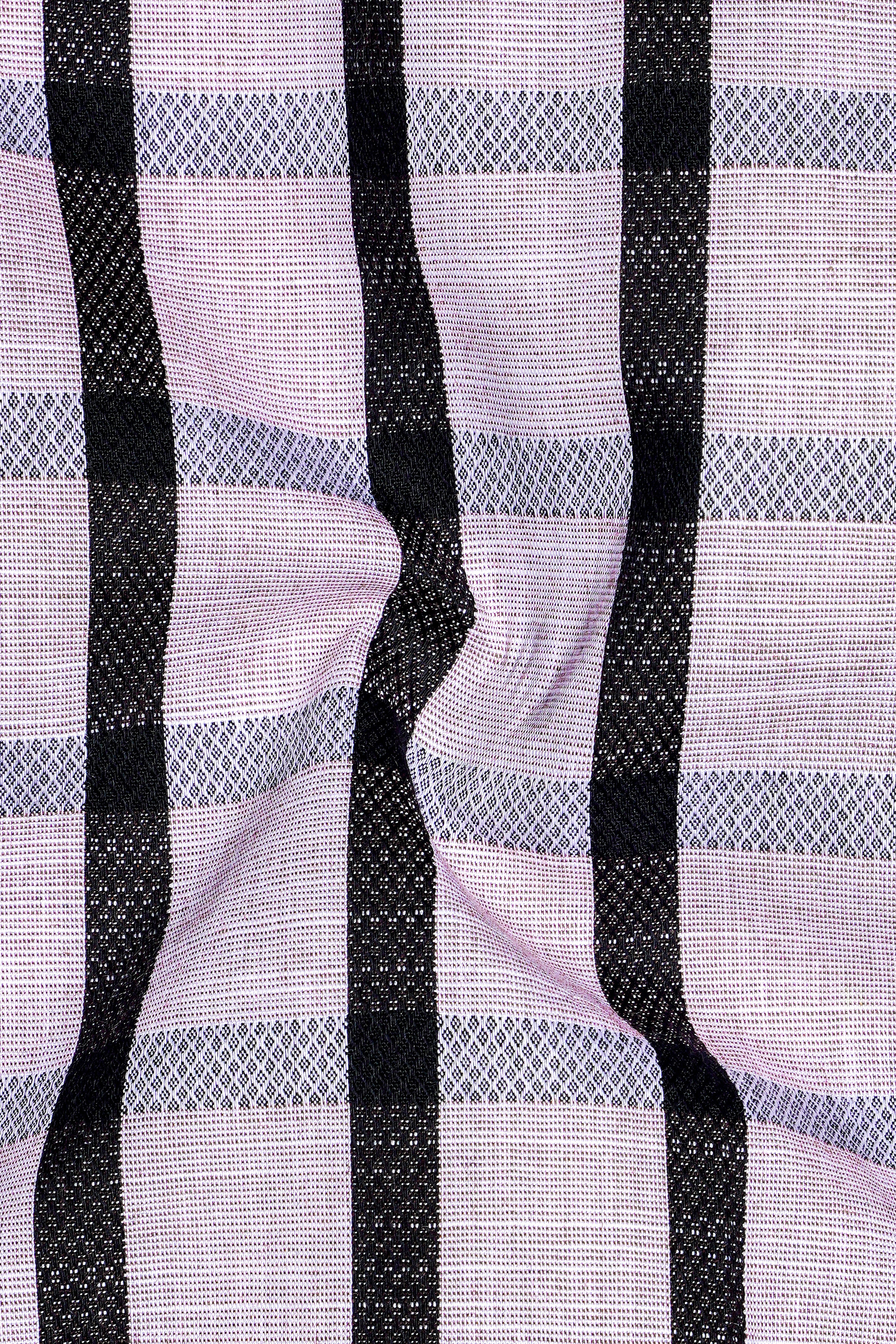 Gainsboro Pink and Jade Black Plaid Dobby Textured Premium Giza Cotton Shirt