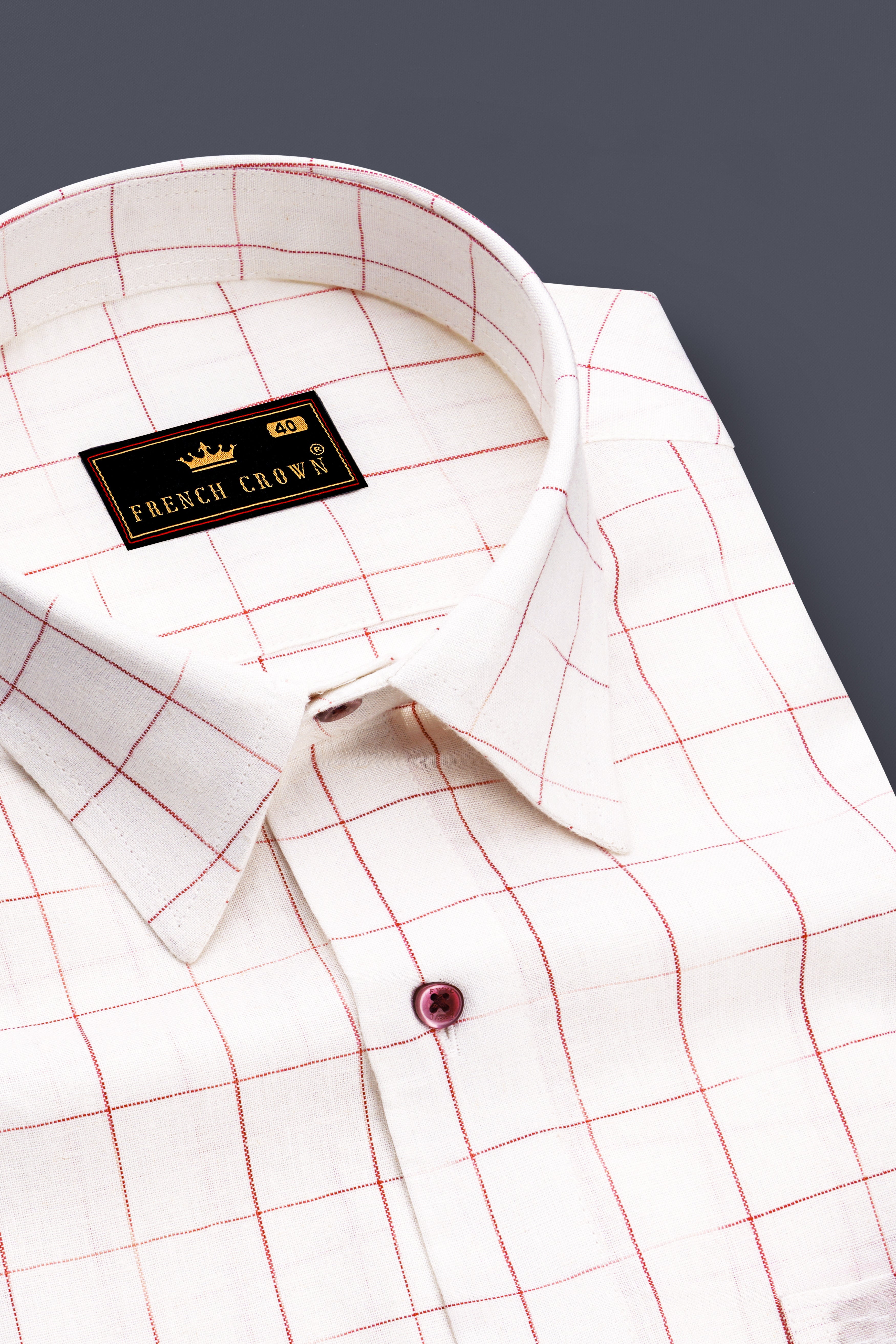 Bright White windowpane Luxurious Linen Shirt