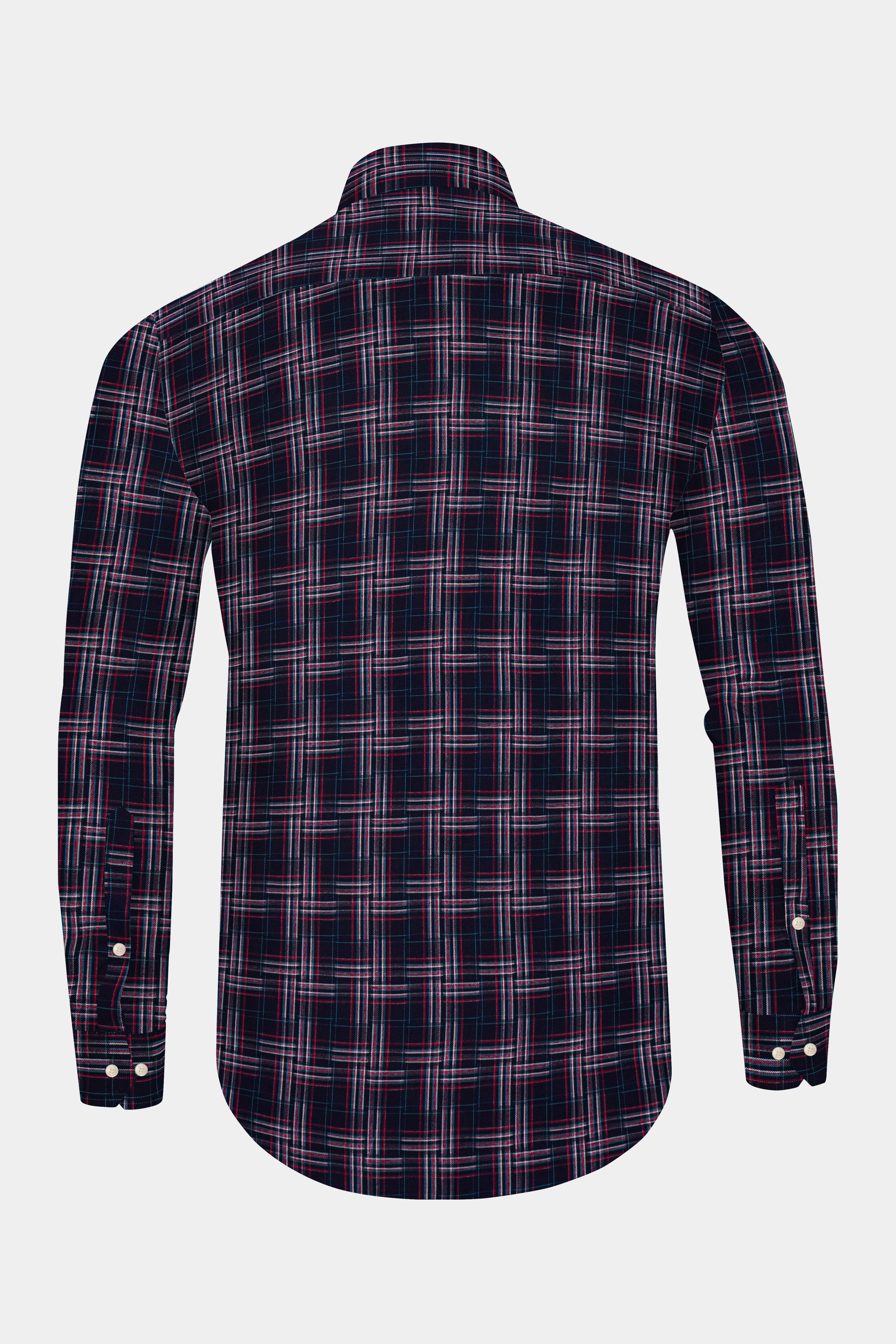 Martinique Blue Plaid Dobby Textured Premium Giza Cotton Zipper Overshirt/Shacket