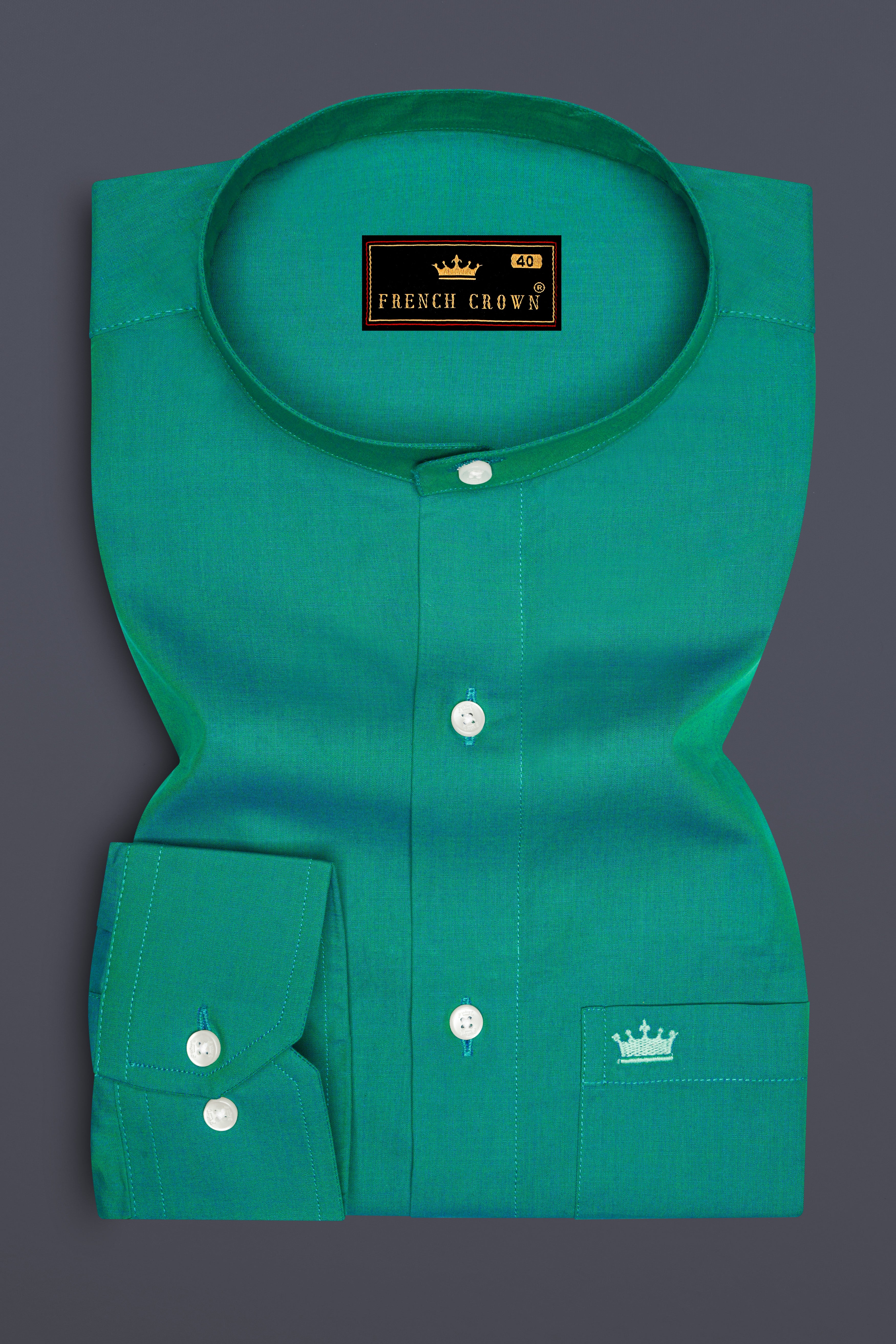 Teal Green Chambray Textured Premium Cotton Shirt