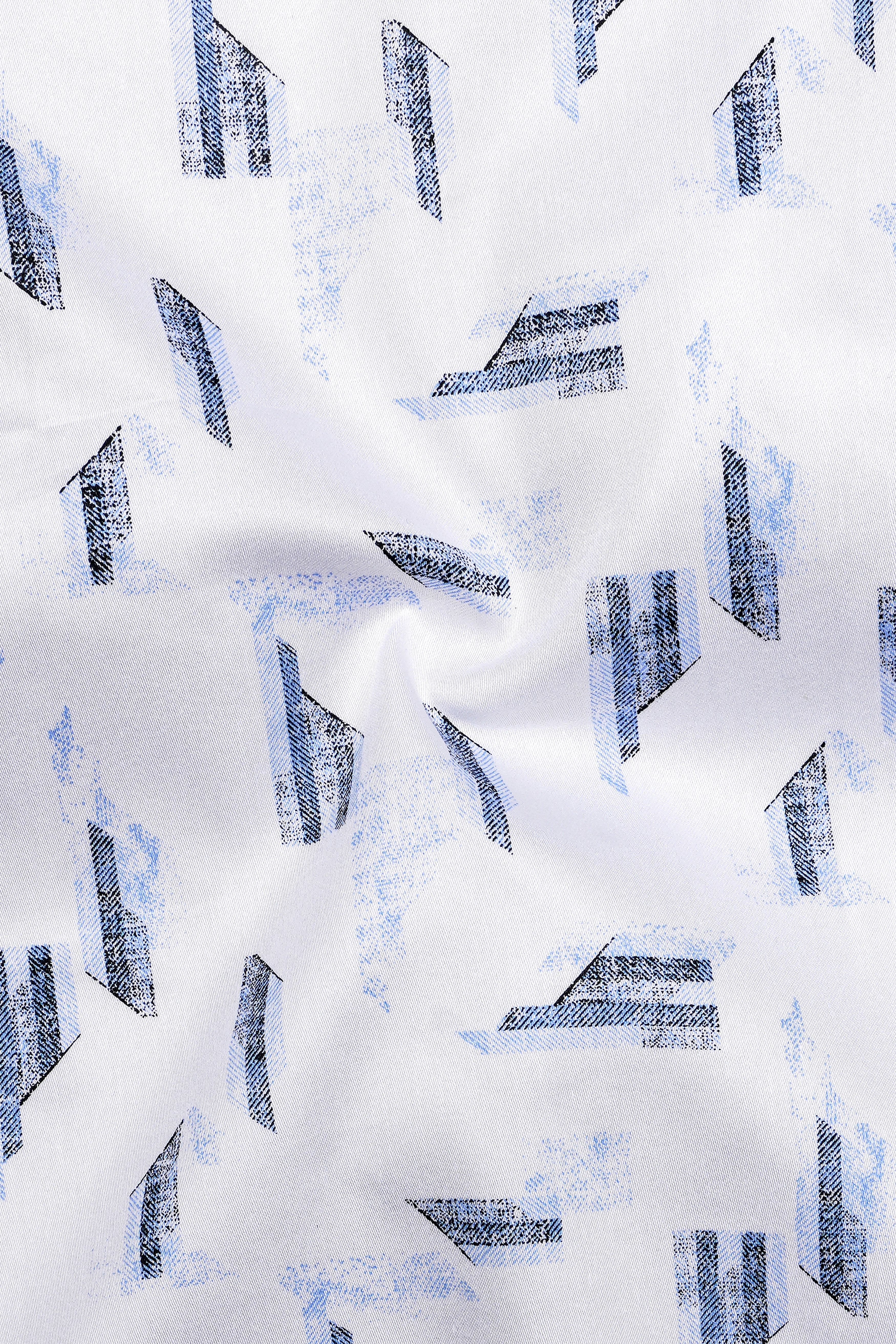 Bright White and Jordy Blue Printed Super Soft Premium Cotton Designer Shirt