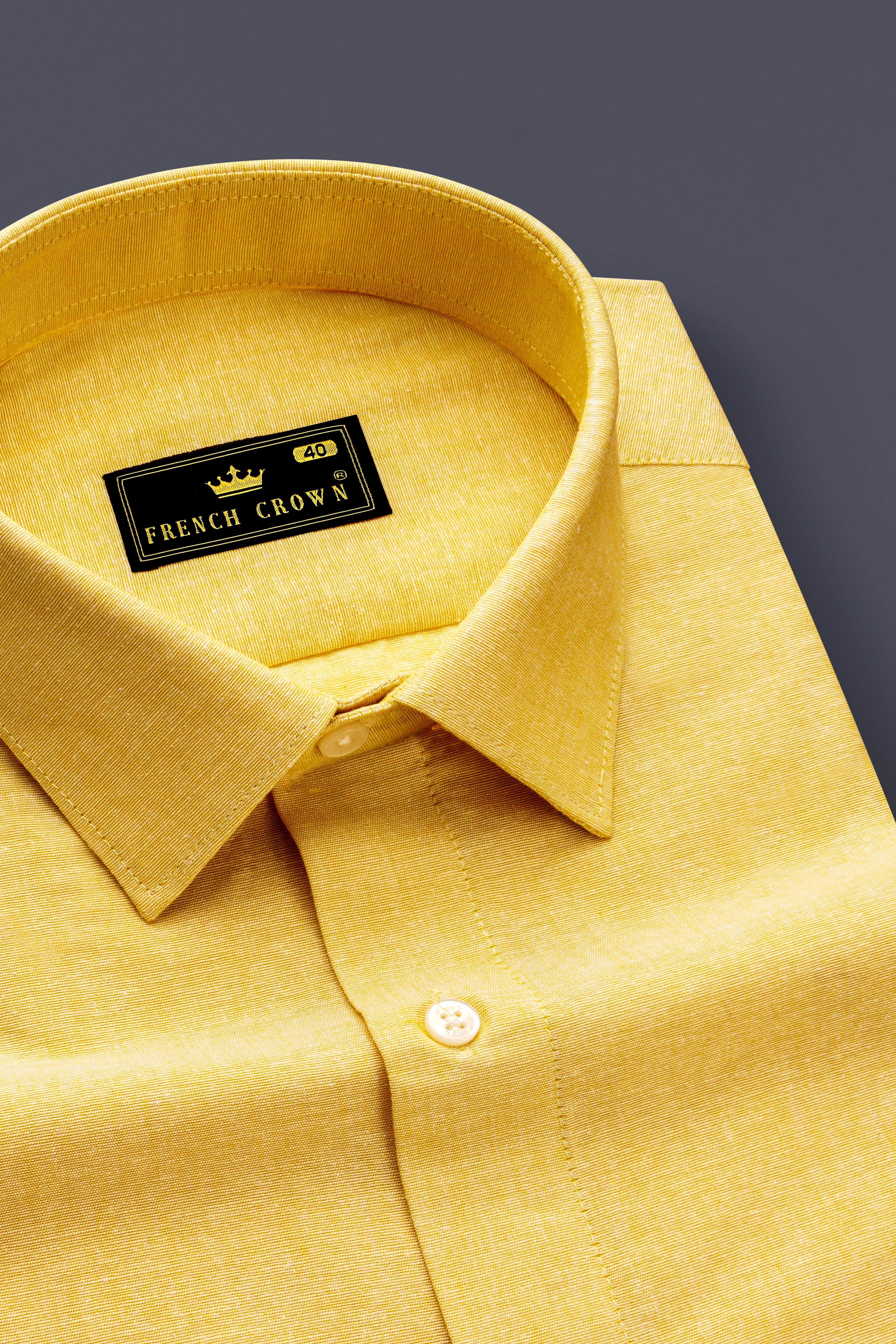 Moccasin Yellow Floral Patched Royal Oxford Designer Shirt