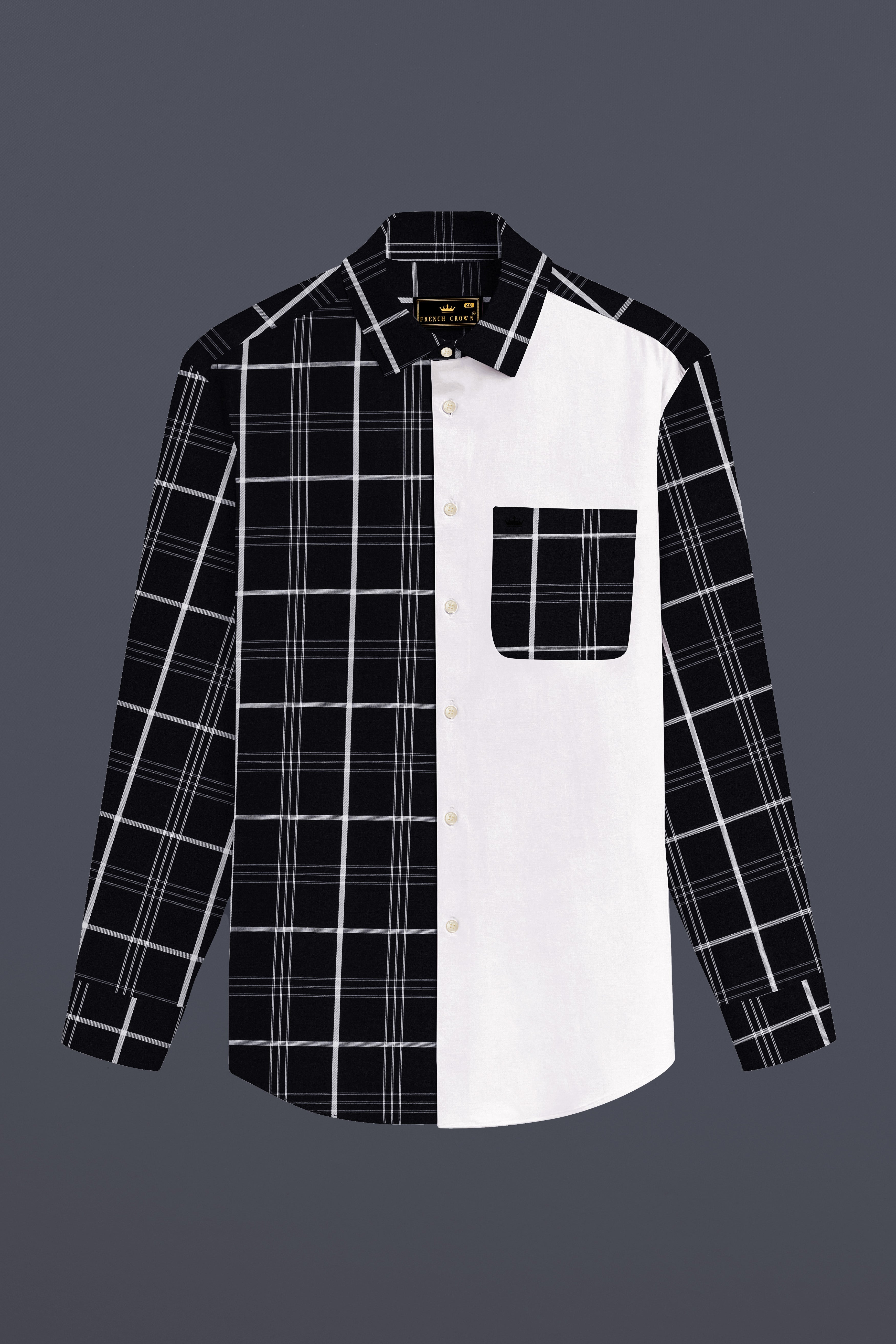Jade Black and White Dobby Textured Premium Giza Cotton Designer Shirt