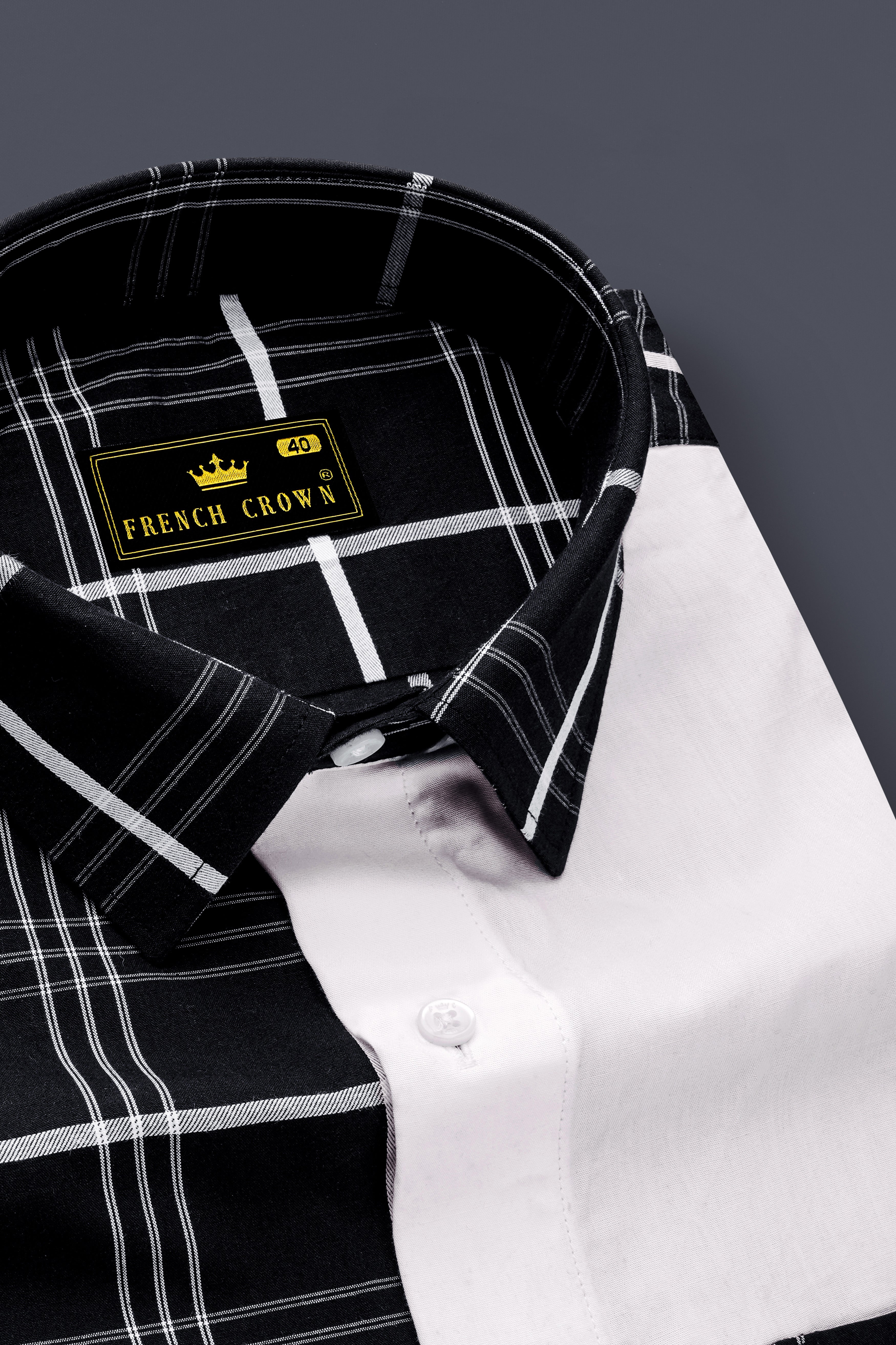 Jade Black and White Dobby Textured Premium Giza Cotton Designer Shirt