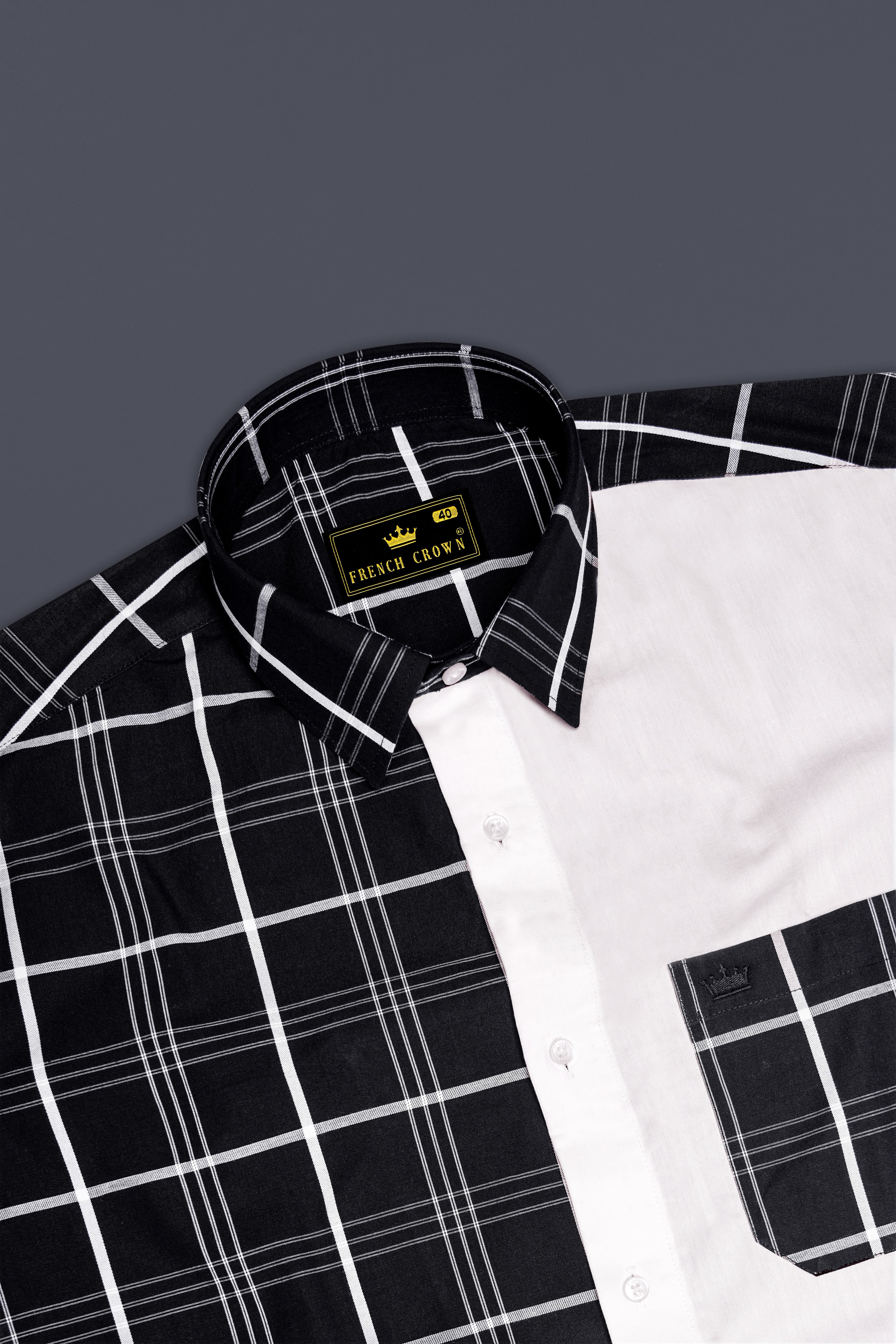 Jade Black and White Dobby Textured Premium Giza Cotton Designer Shirt