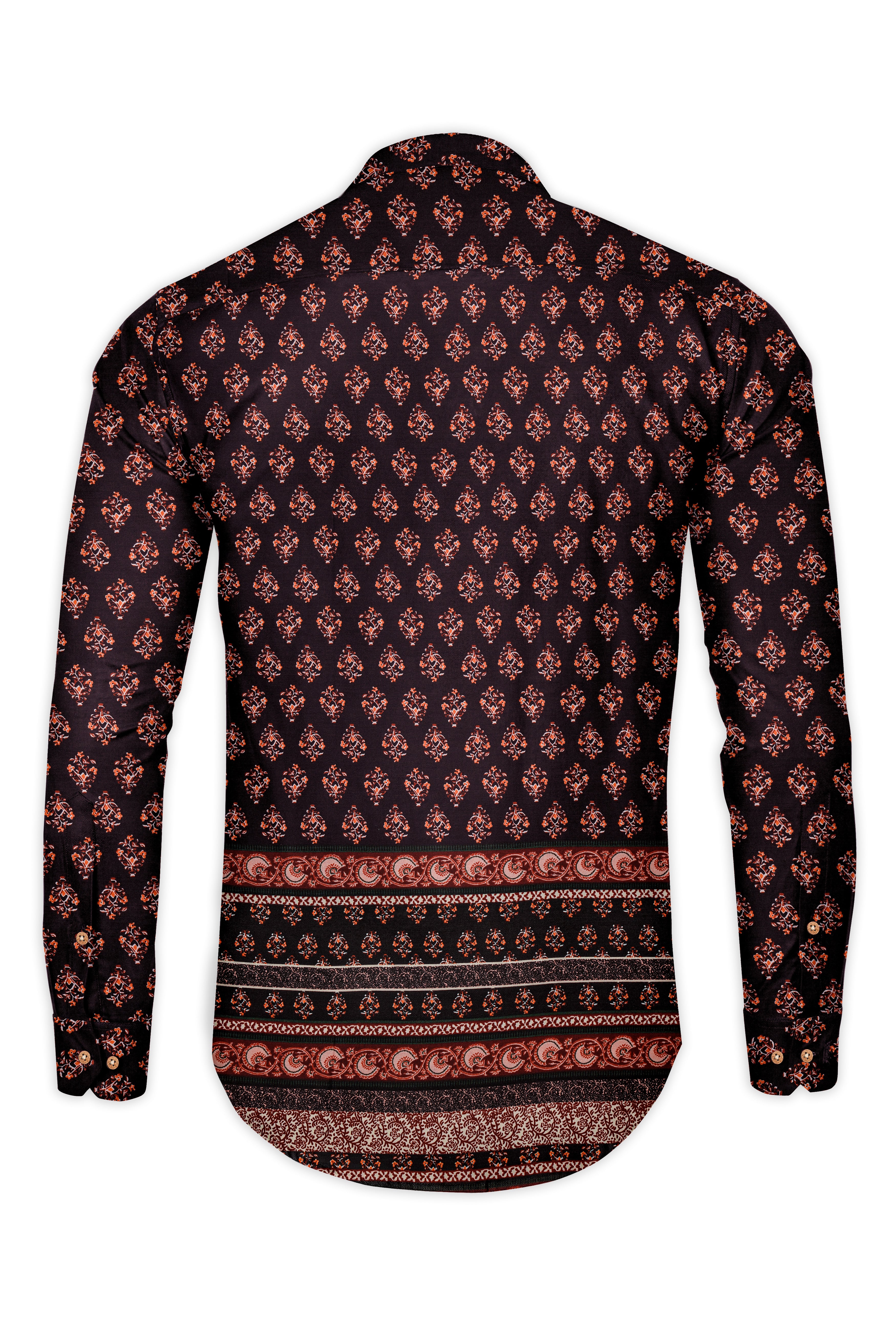 Matterhorn Brown Block Printed Premium Tencel Kurta Shirt