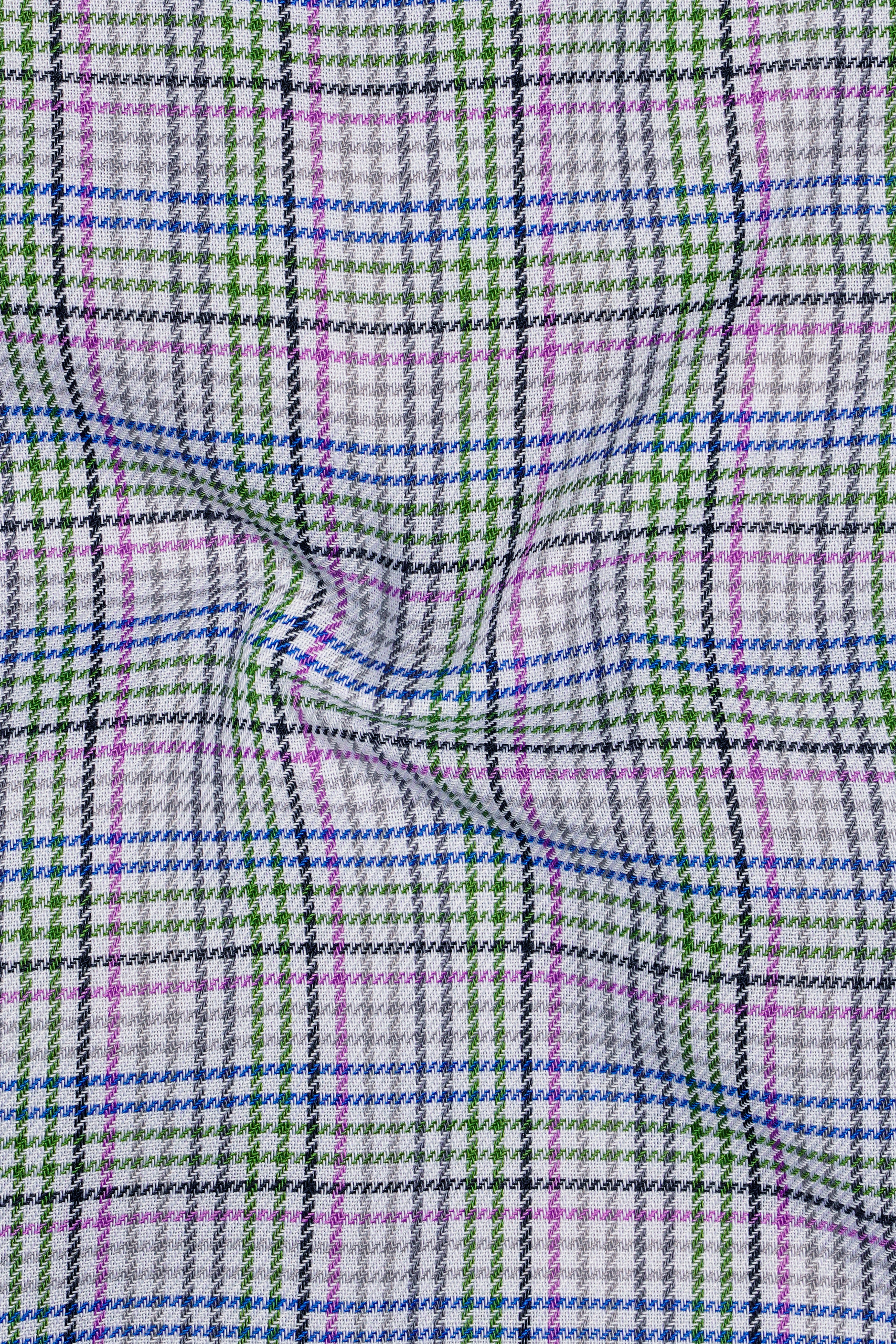 Mantis Green and White with Multi colored Plaid Twill Premium Cotton Shirt