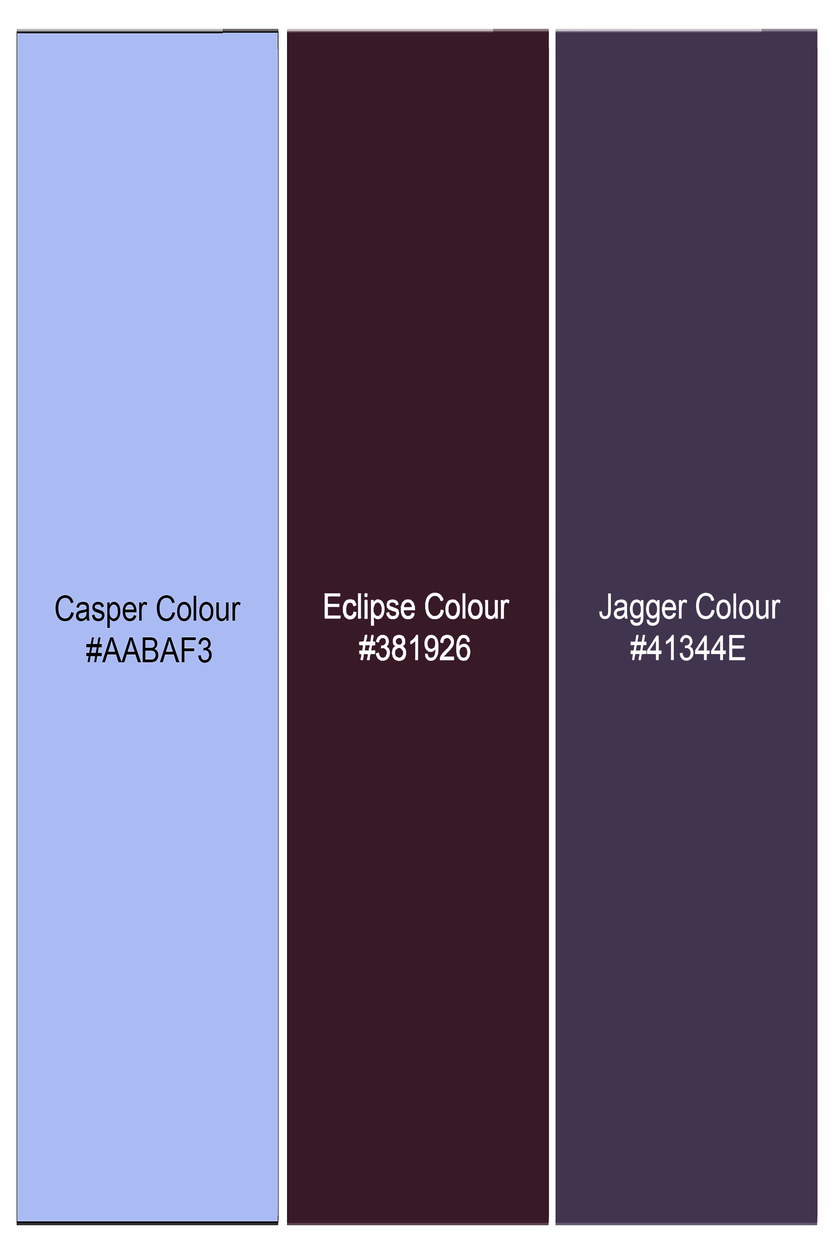 Casper Blue And Eclipse Wine Lion Embroidered Jacquard Textured Premium Cotton Designer Shirt