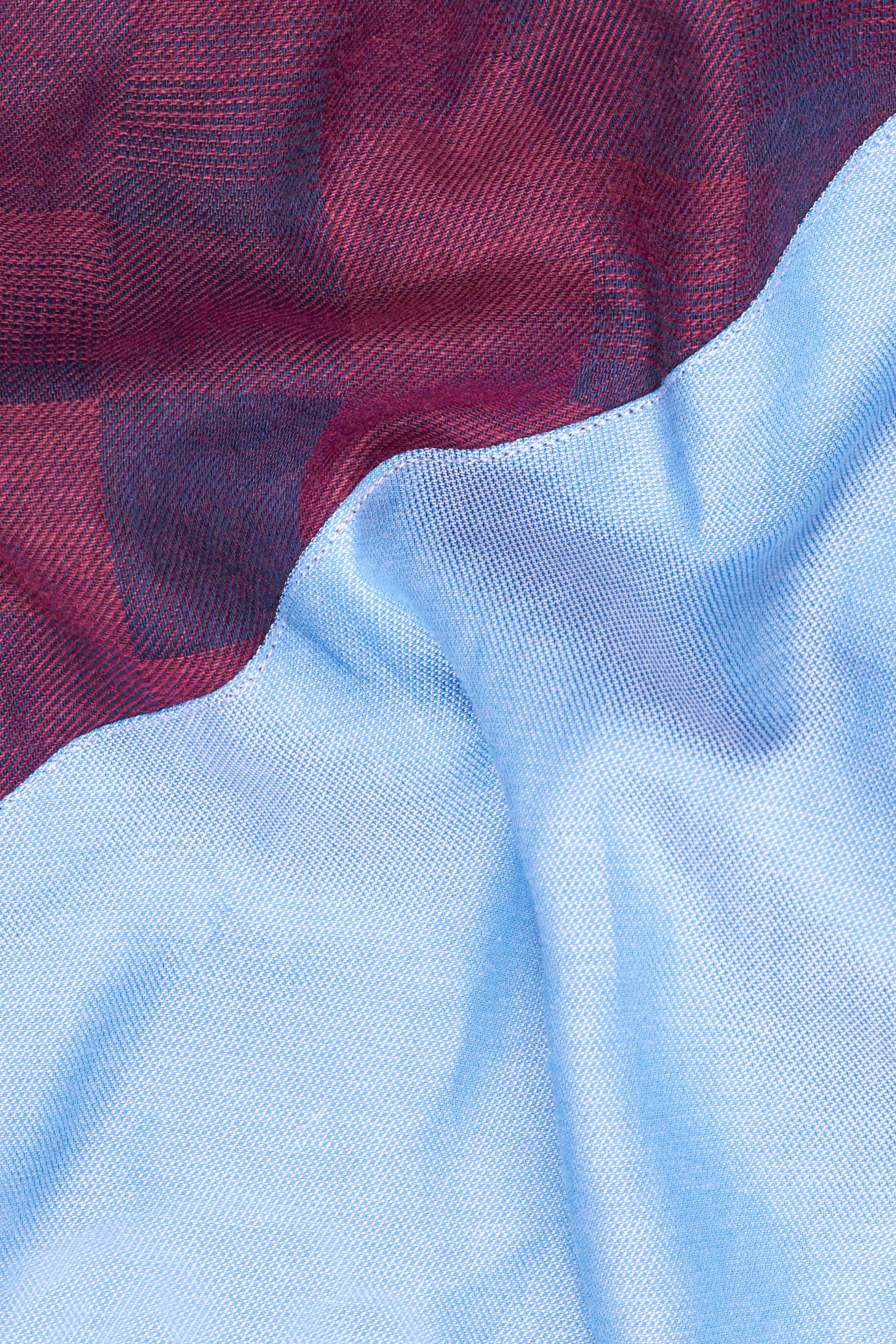 Casper Blue And Eclipse Wine Lion Embroidered Jacquard Textured Premium Cotton Designer Shirt