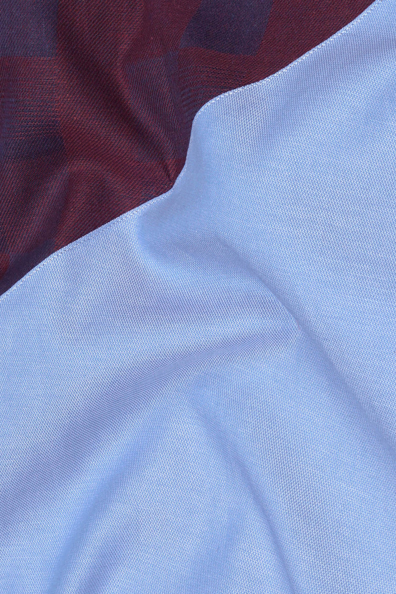 Casper Blue Jacquard Textured Premium Giza Cotton Designer Shirt