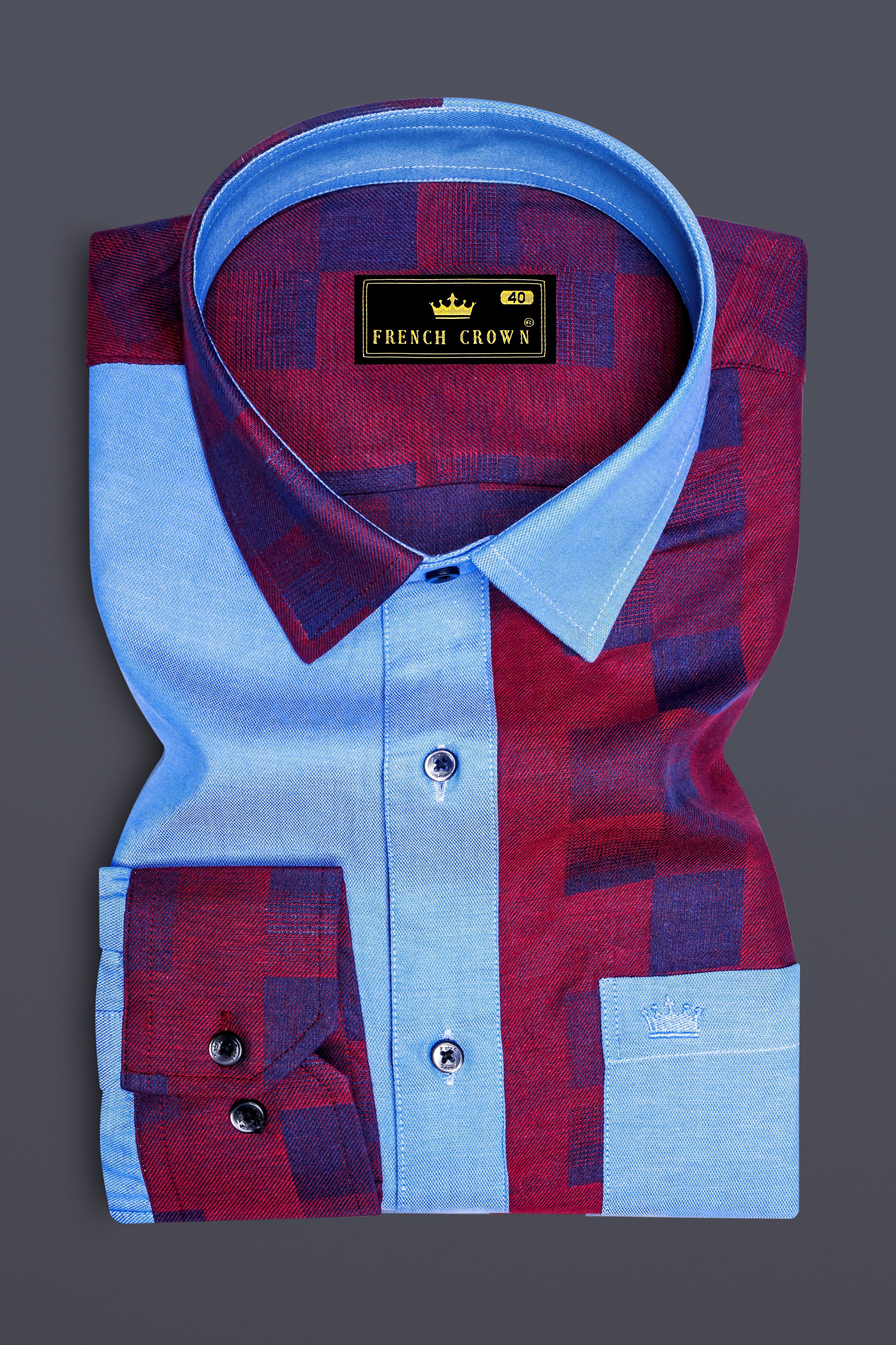Casper Blue Jacquard Textured Premium Giza Cotton Designer Shirt