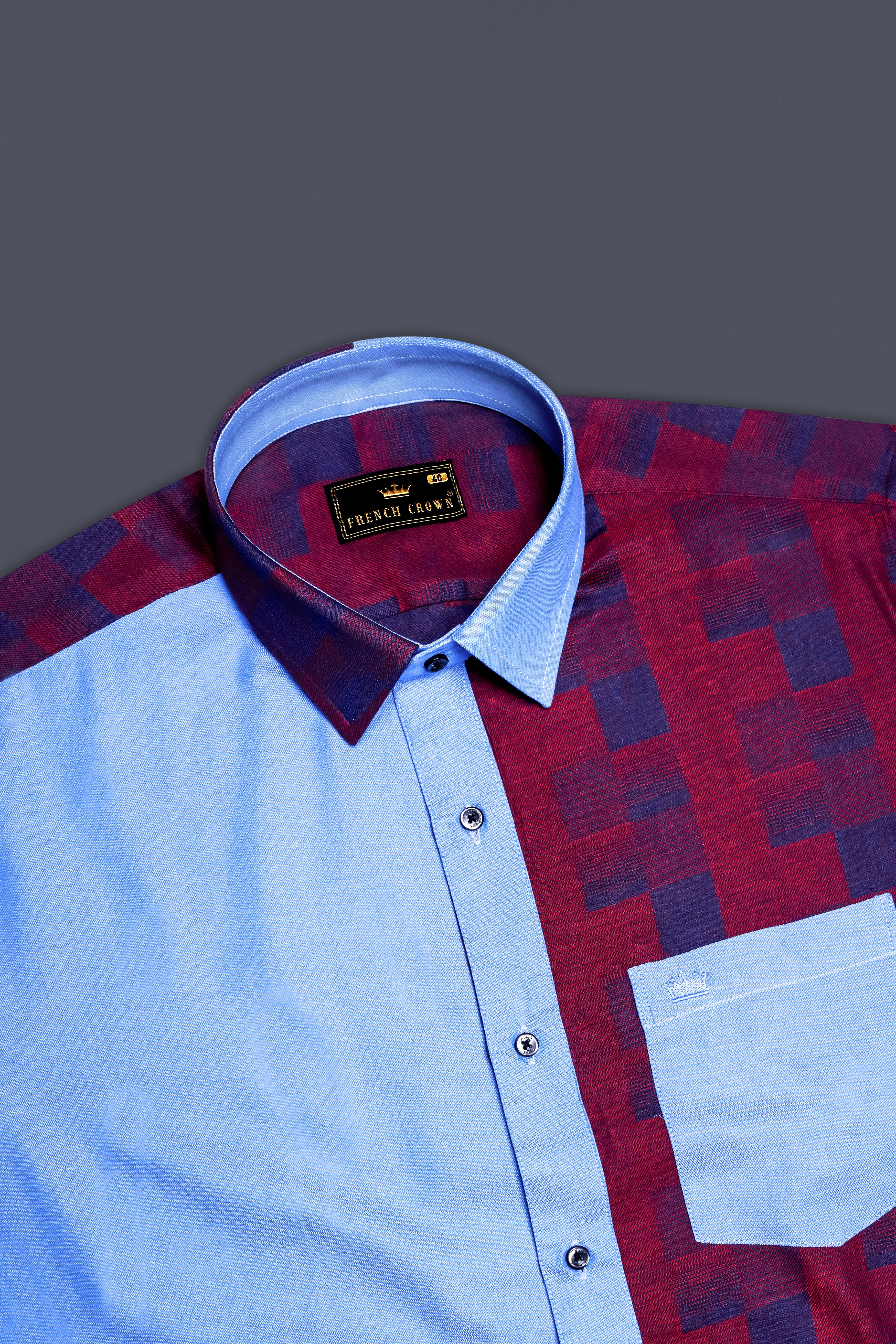 Casper Blue Jacquard Textured Premium Giza Cotton Designer Shirt