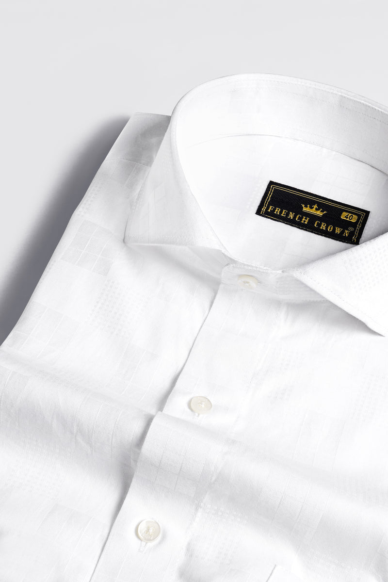 WHITE ON WHITE ART-DECO JACQUARD SHIRT