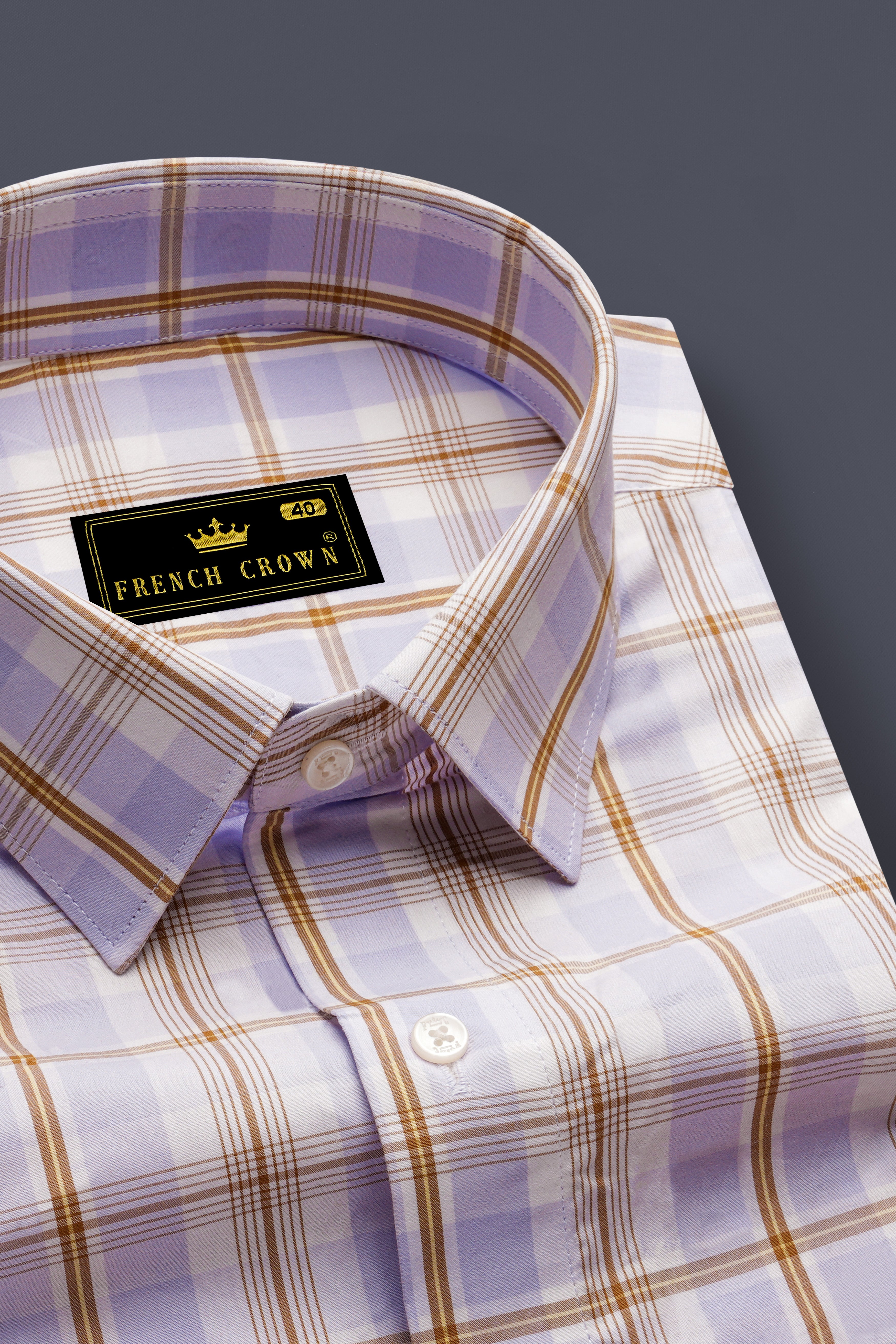 Mischka Light Violet and White Plaid Premium Cotton Shirt
