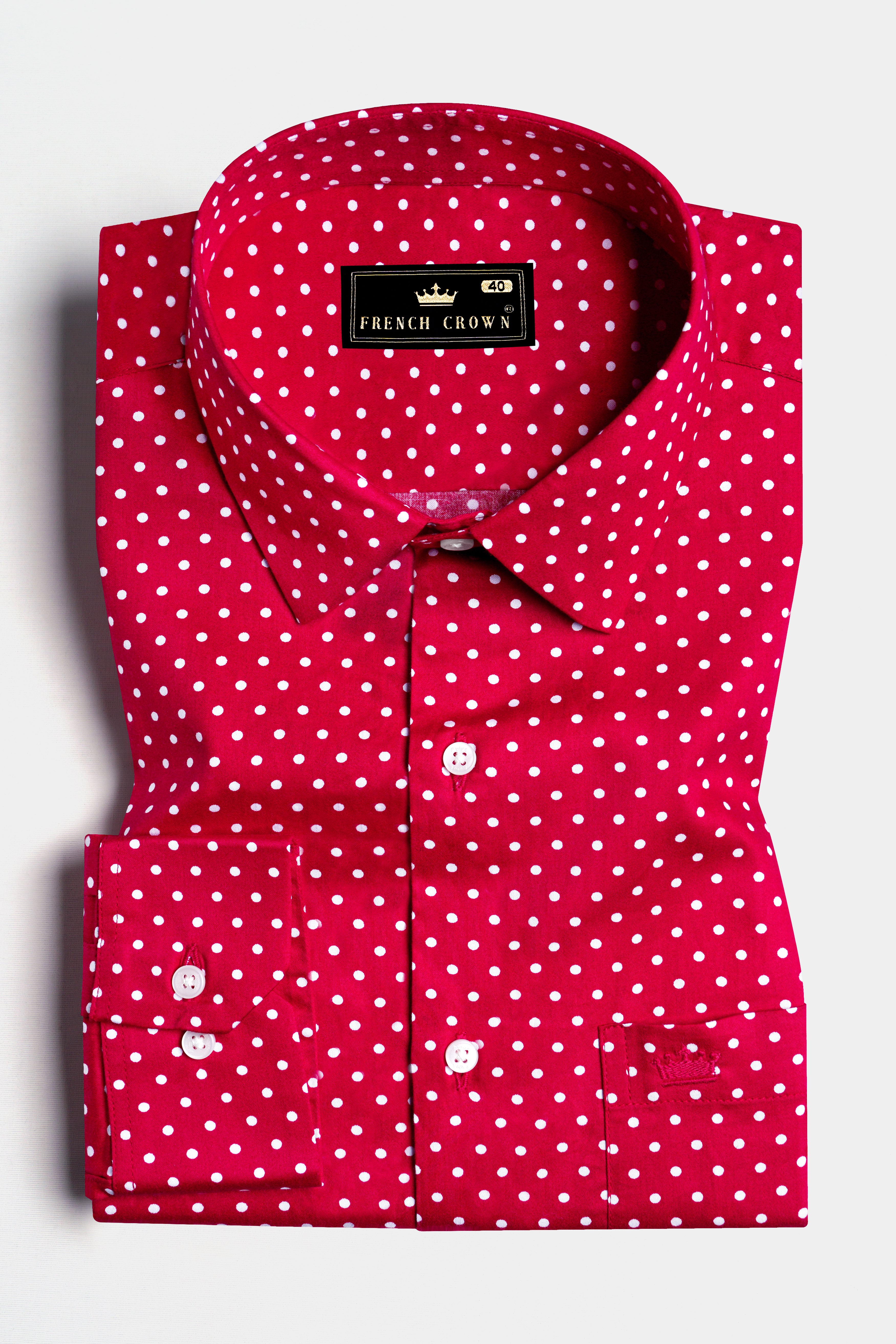 red and white polka dot shirt