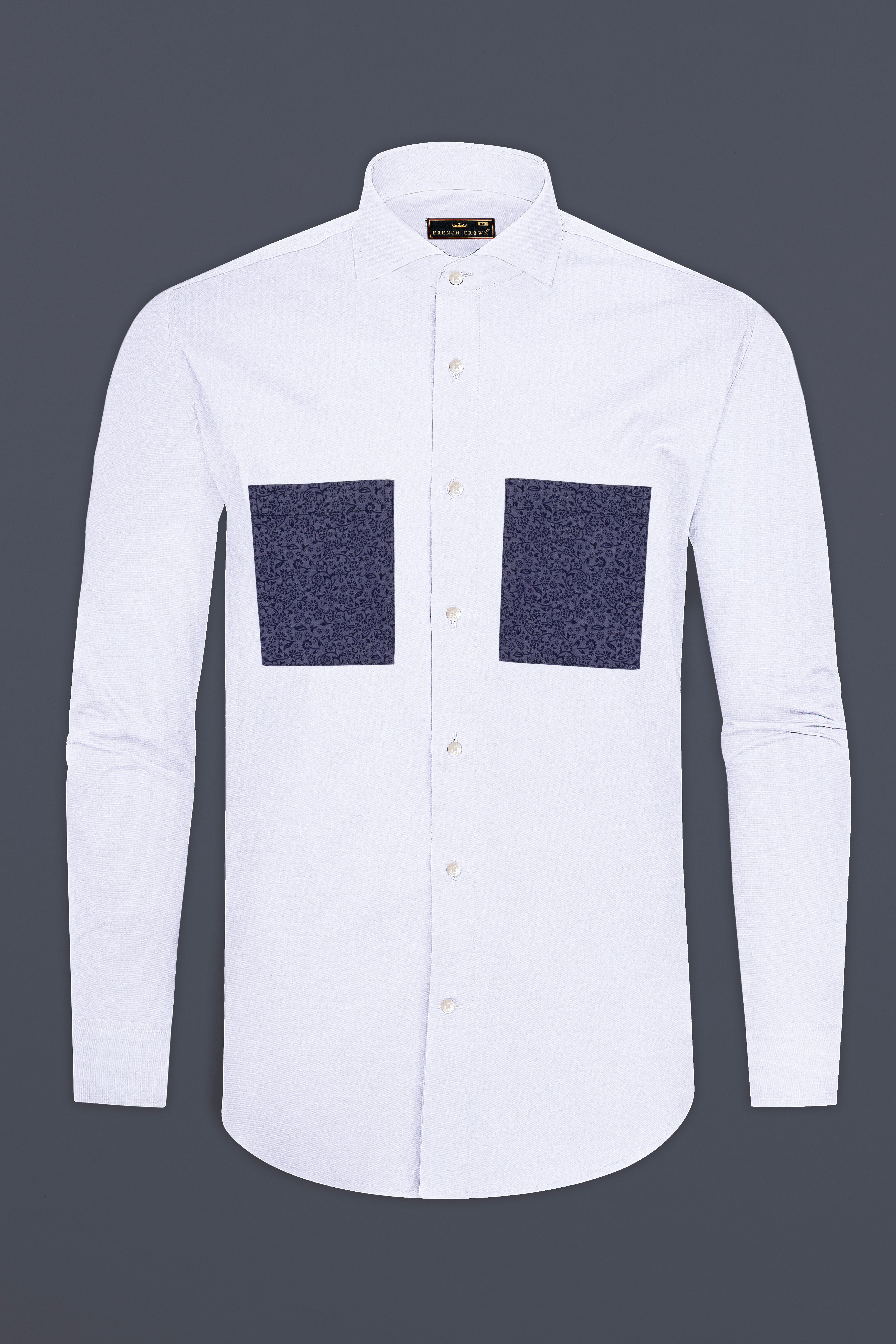 Bright White Dobby Textured Premium Giza Cotton Designer Shirt