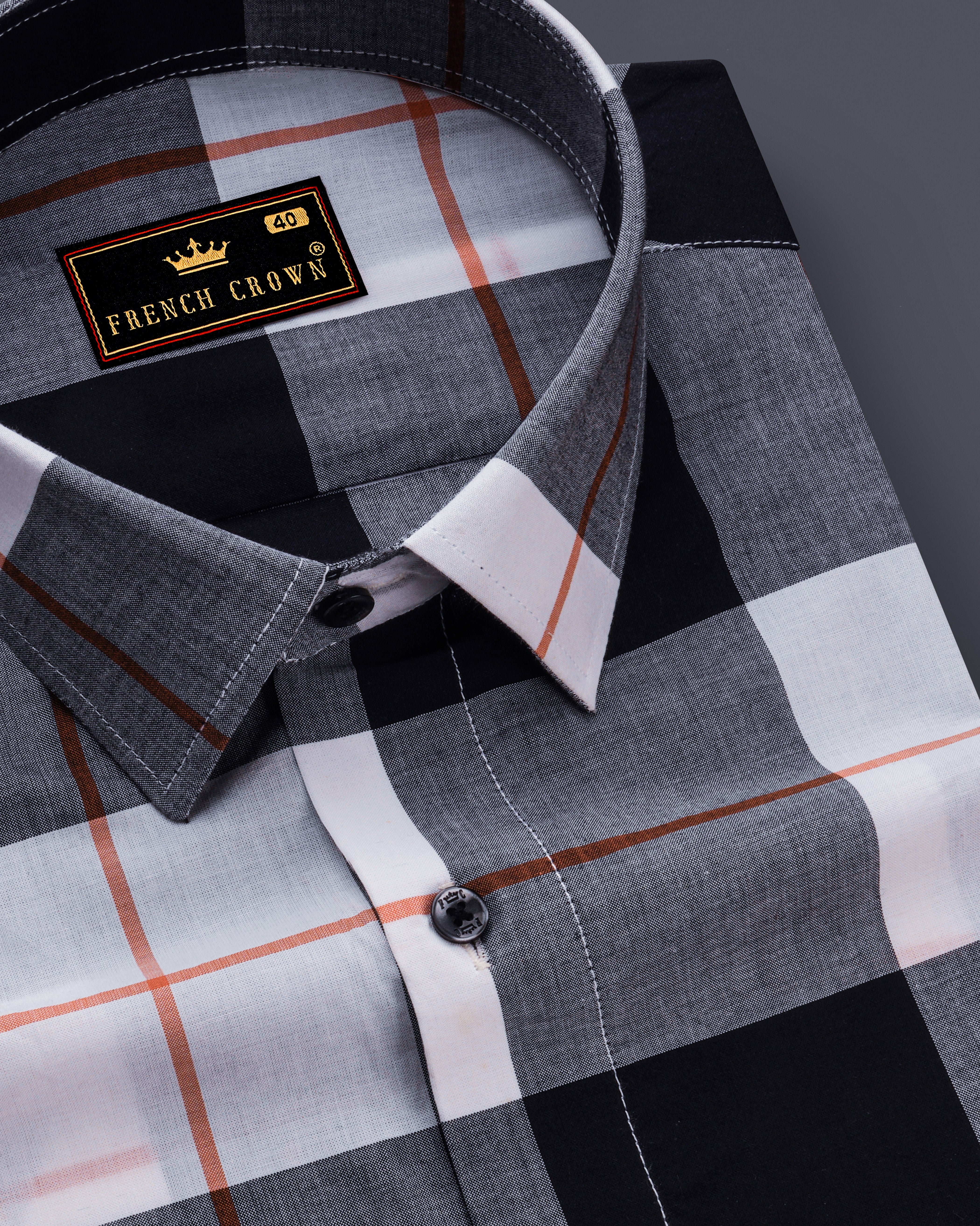 Bright White and Black Plaid Premium Cotton Shirt