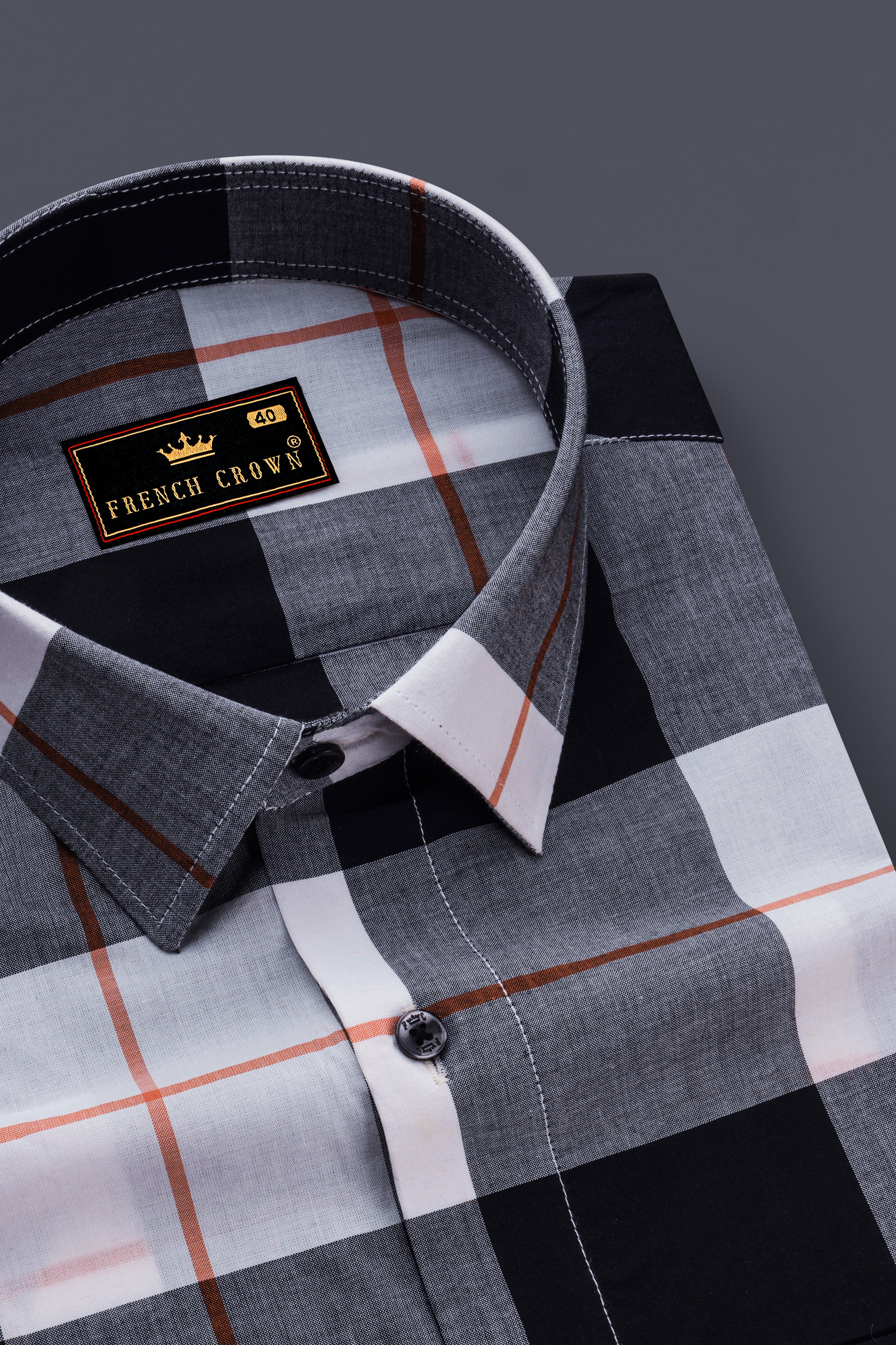 Bright White and Black Plaid Premium Cotton Shirt