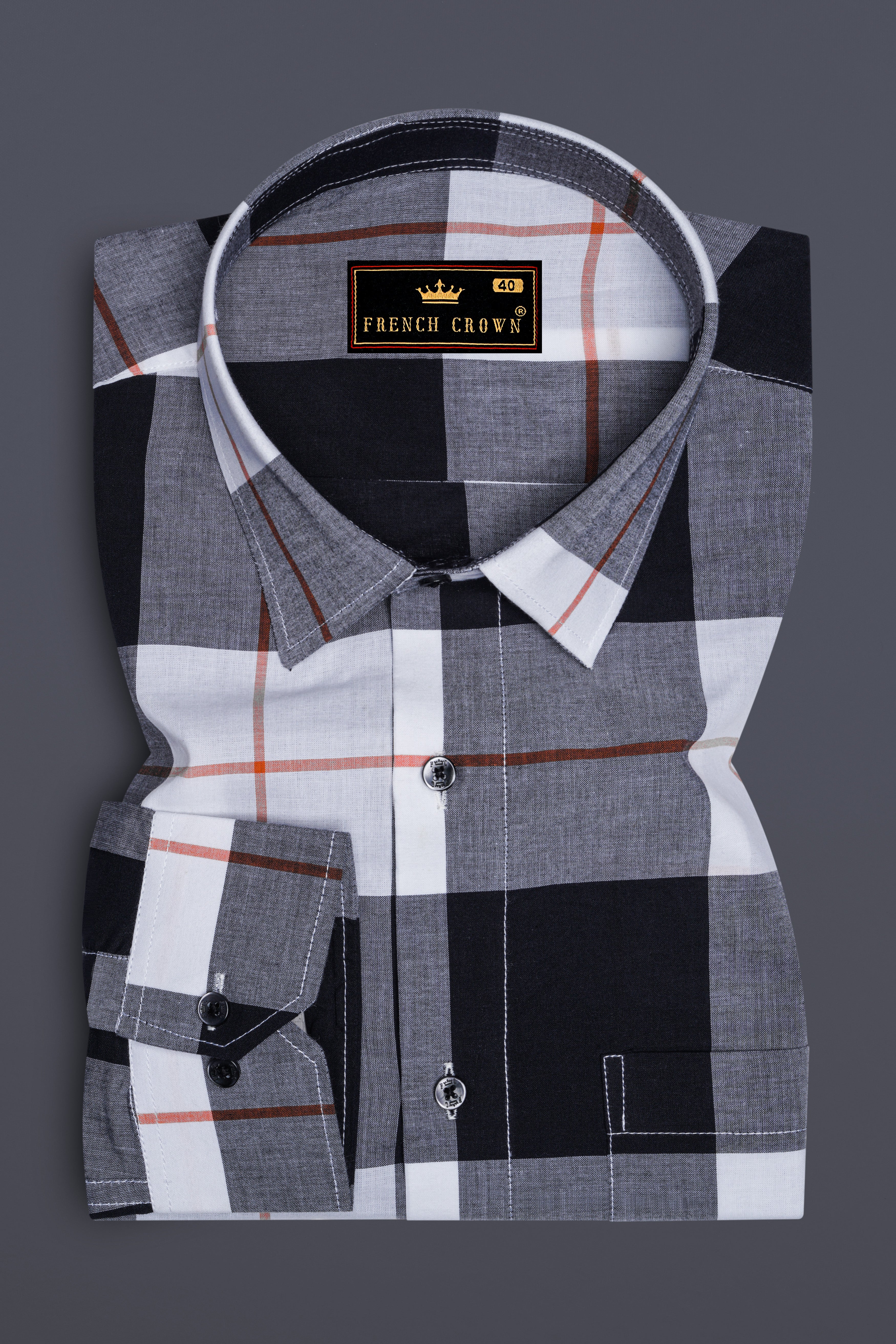Bright White and Black Plaid Premium Cotton Shirt