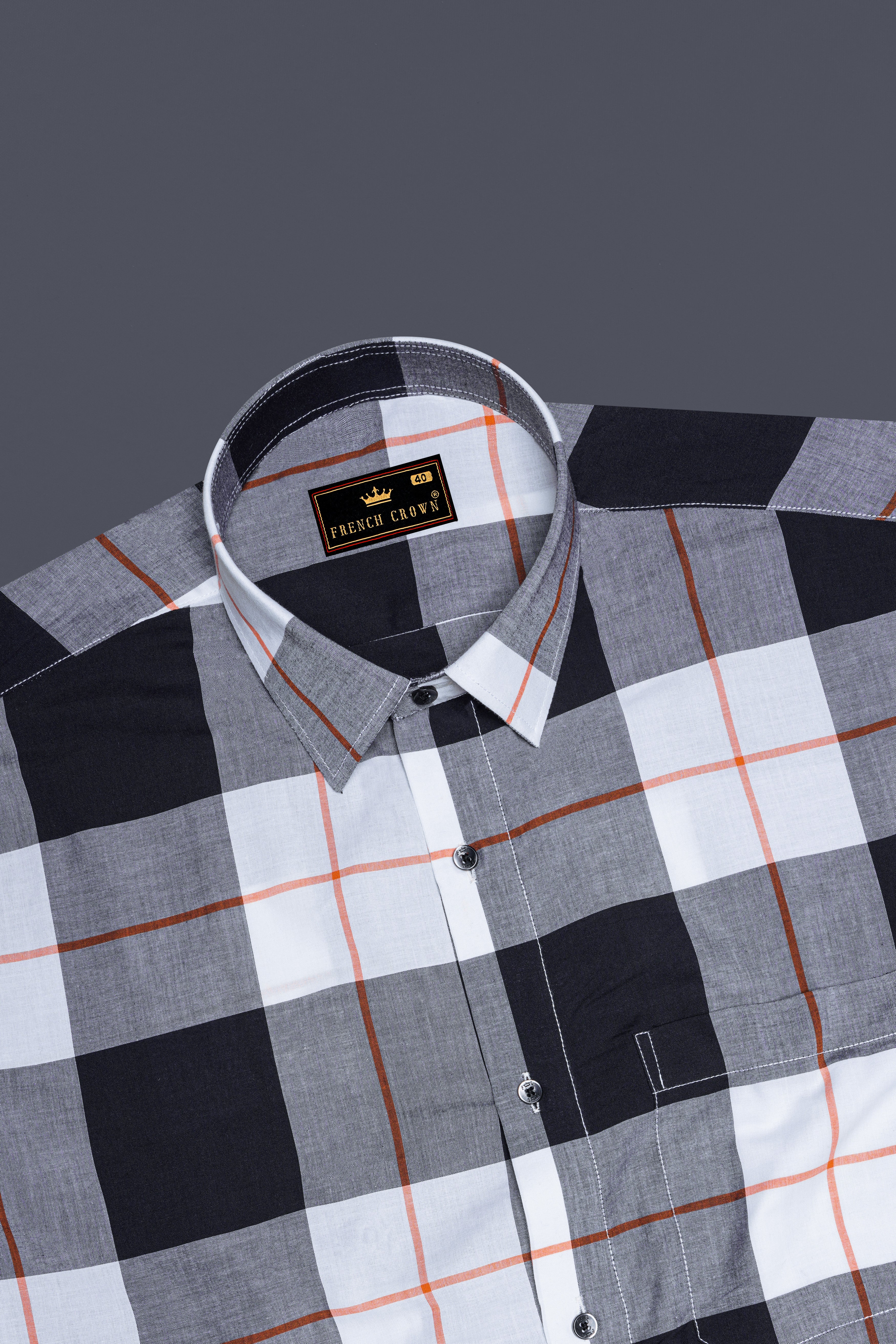 Bright White and Black Plaid Premium Cotton Shirt