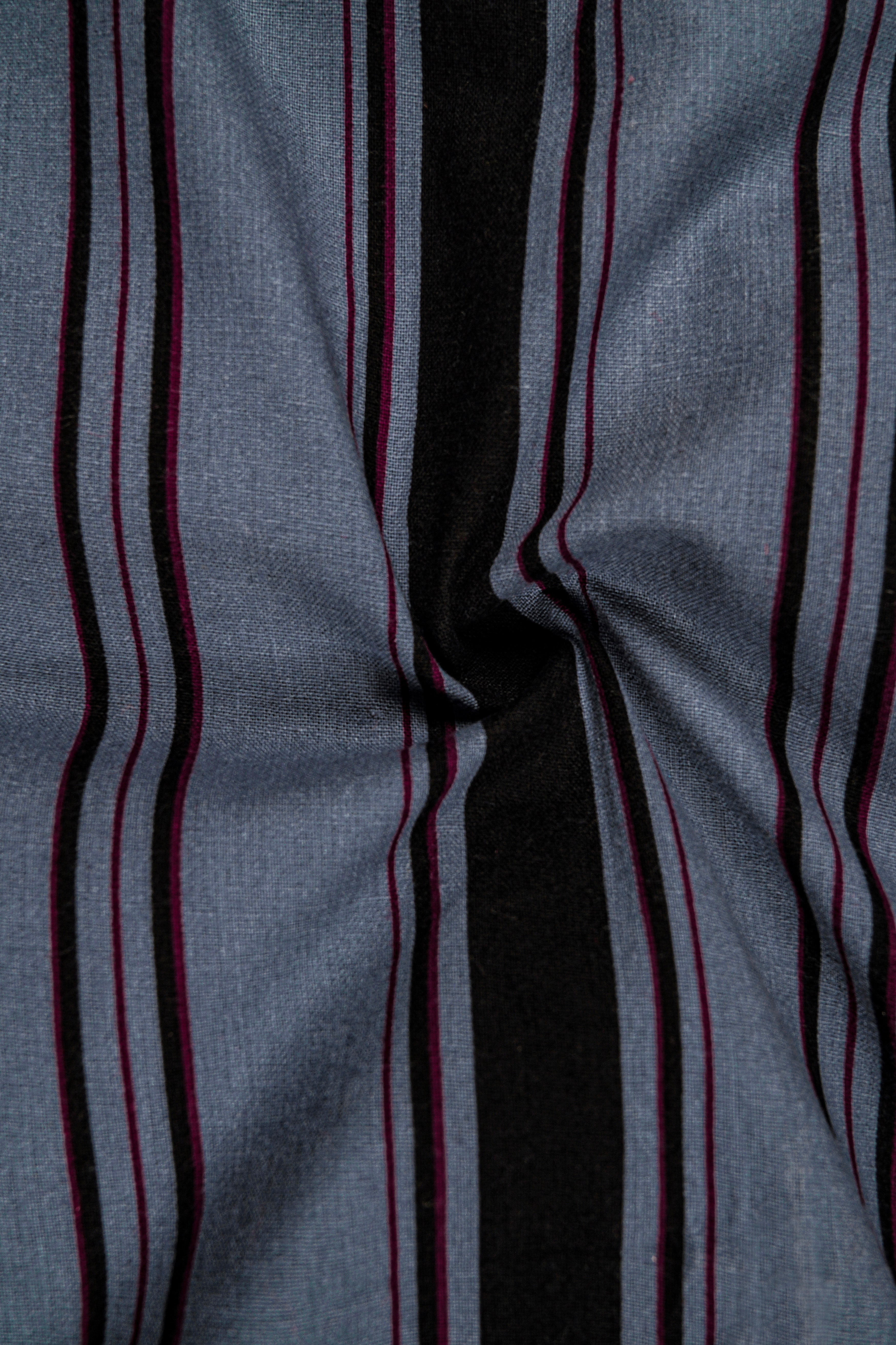 Pale Sky Gray Striped Royal Oxford Shirt