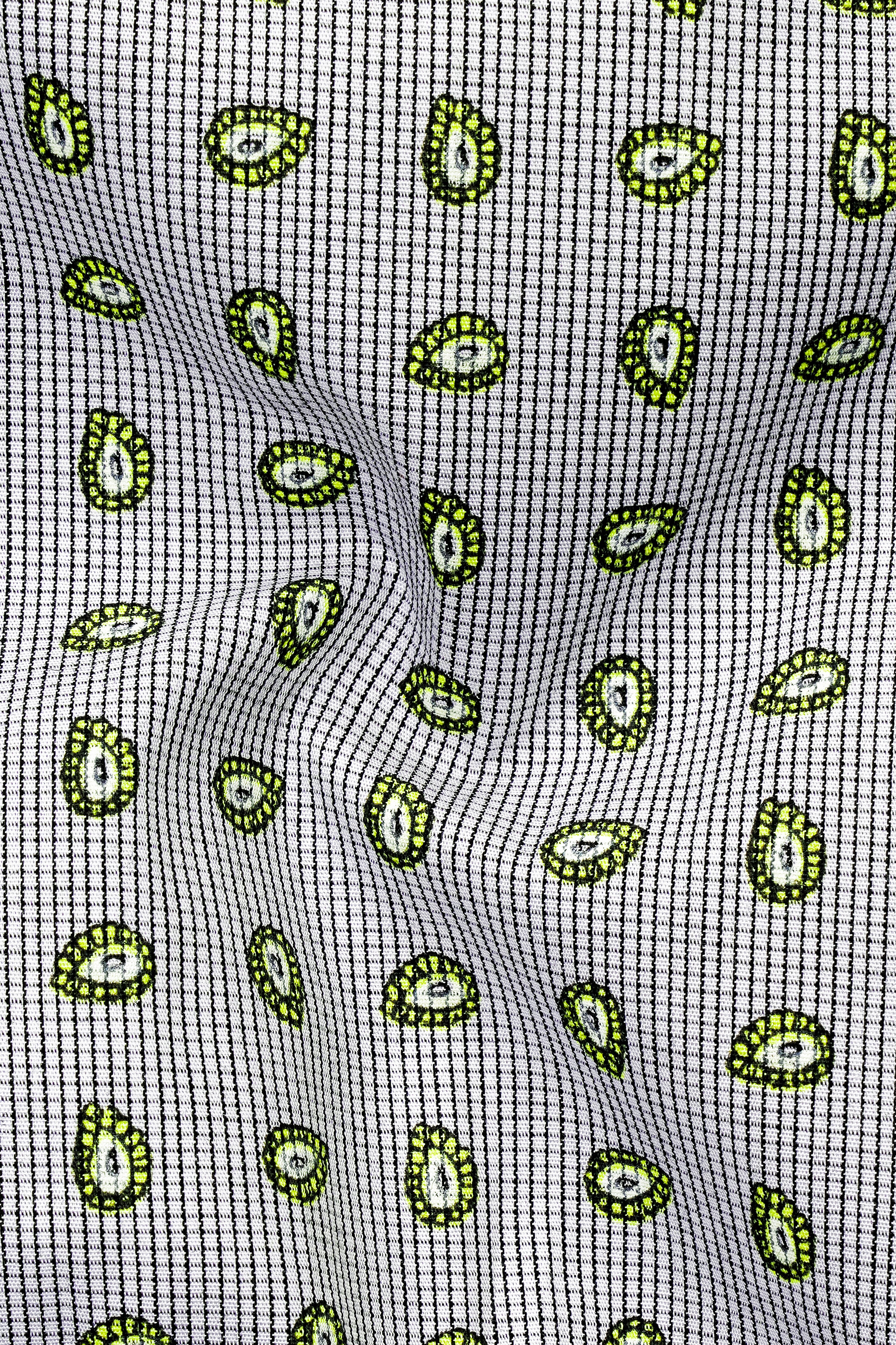 White And Jasmine Green Paisley Printed Premium Cotton Shirt