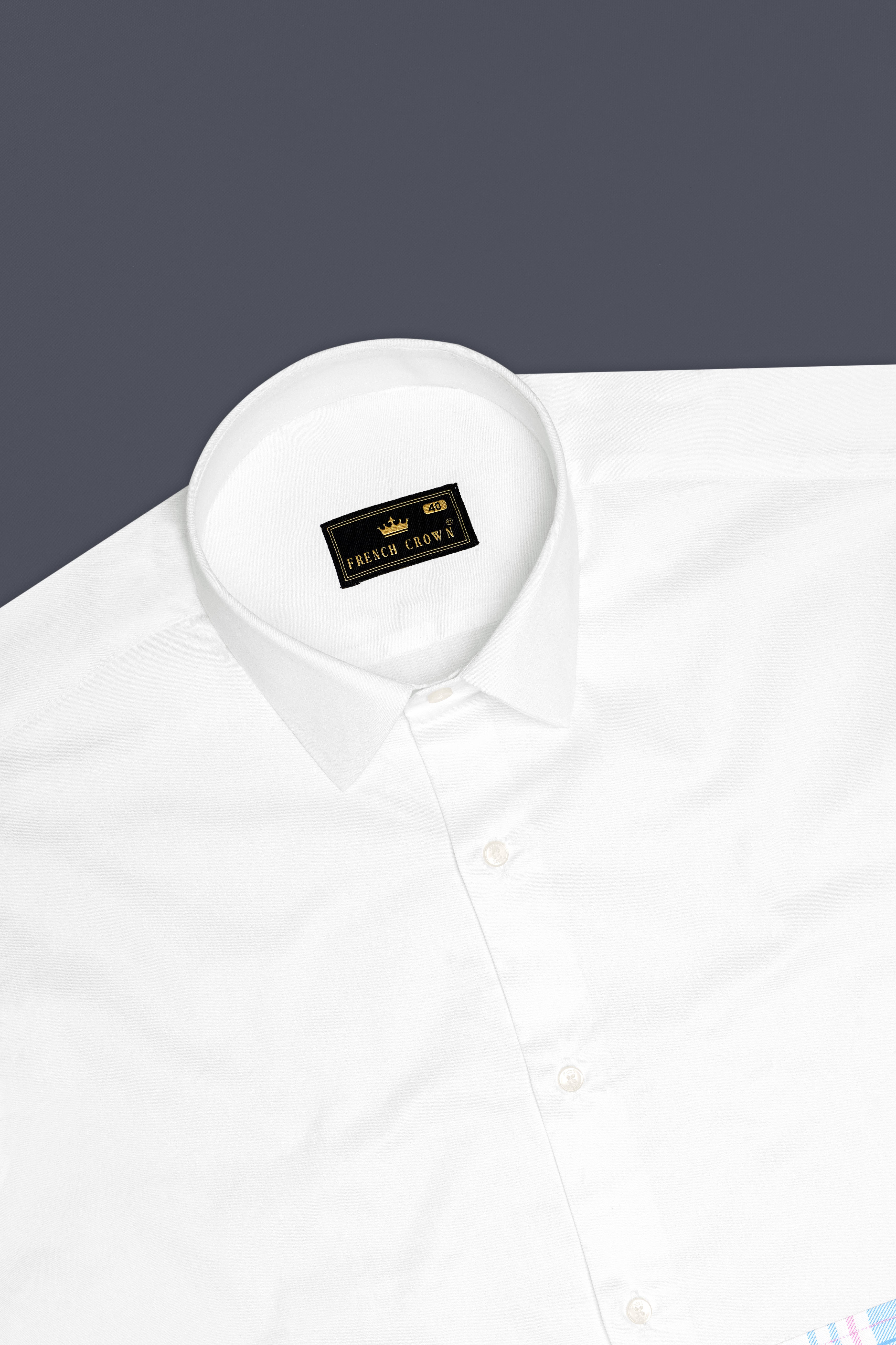 Bright White With Multi Coloured Plaid Super Soft Premium Cotton Half and Half Designer Shirt