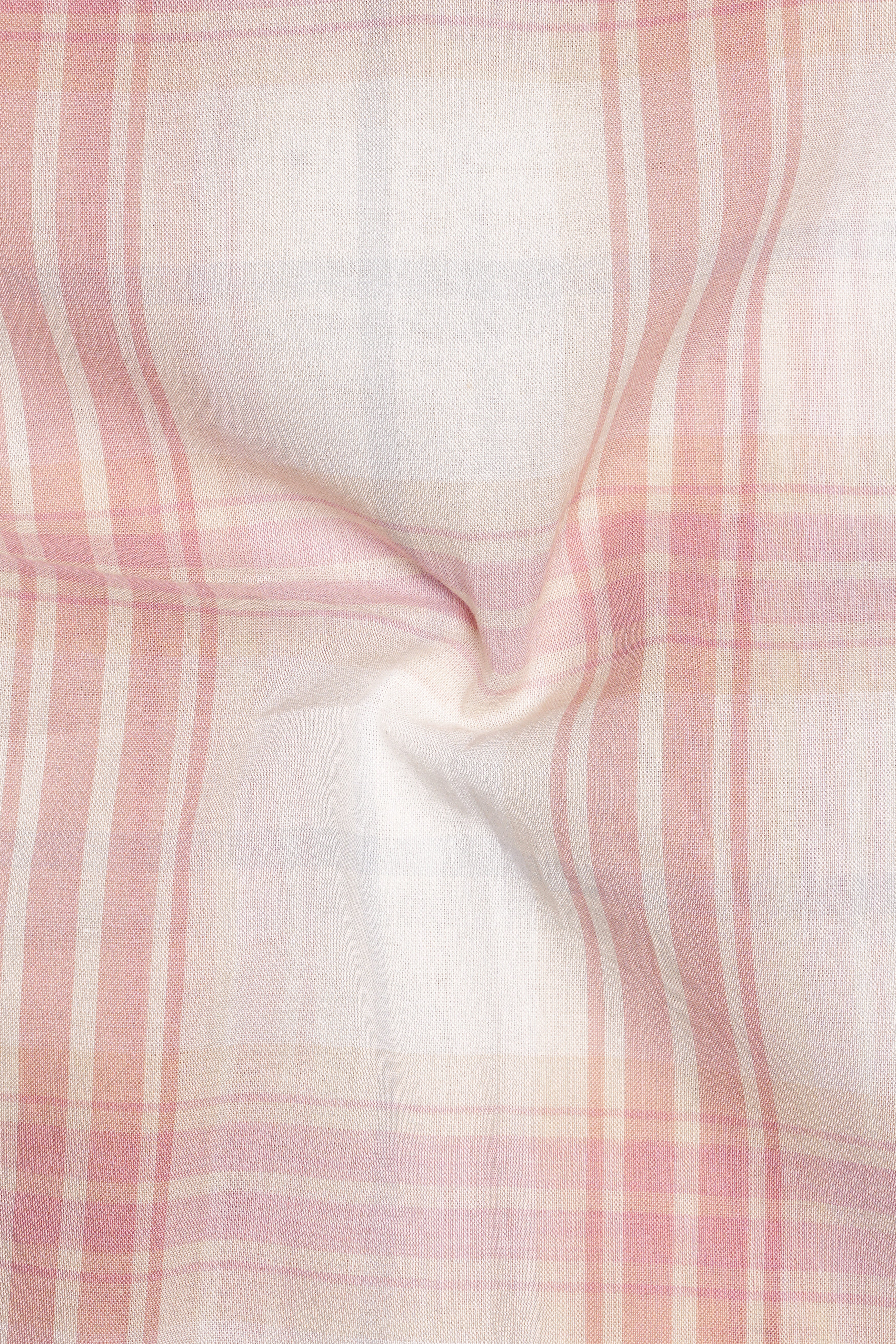 Fantasy Beige and Faded Pink Plaid Premium Cotton Kurta Shirt