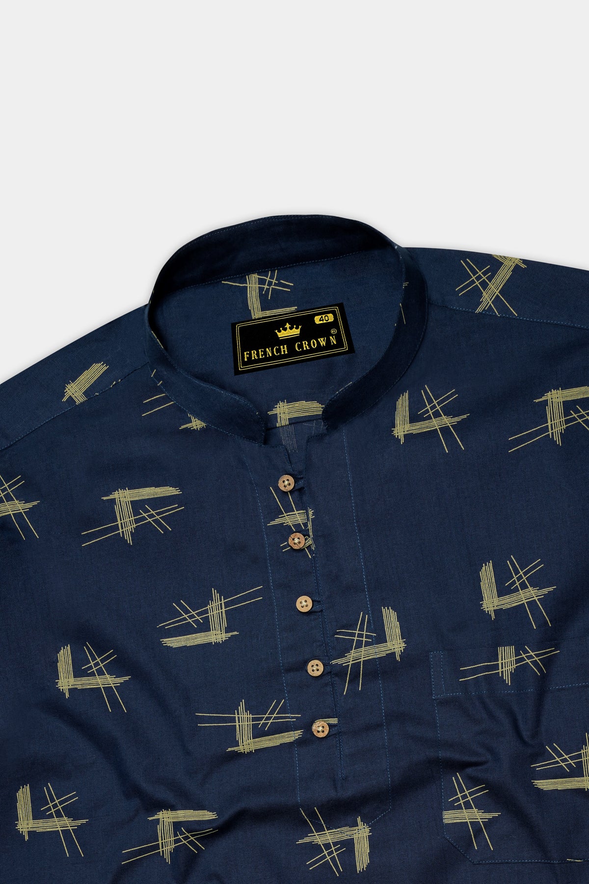 Cloud Burst Blue Printed Luxurious Linen Kurta Shirt