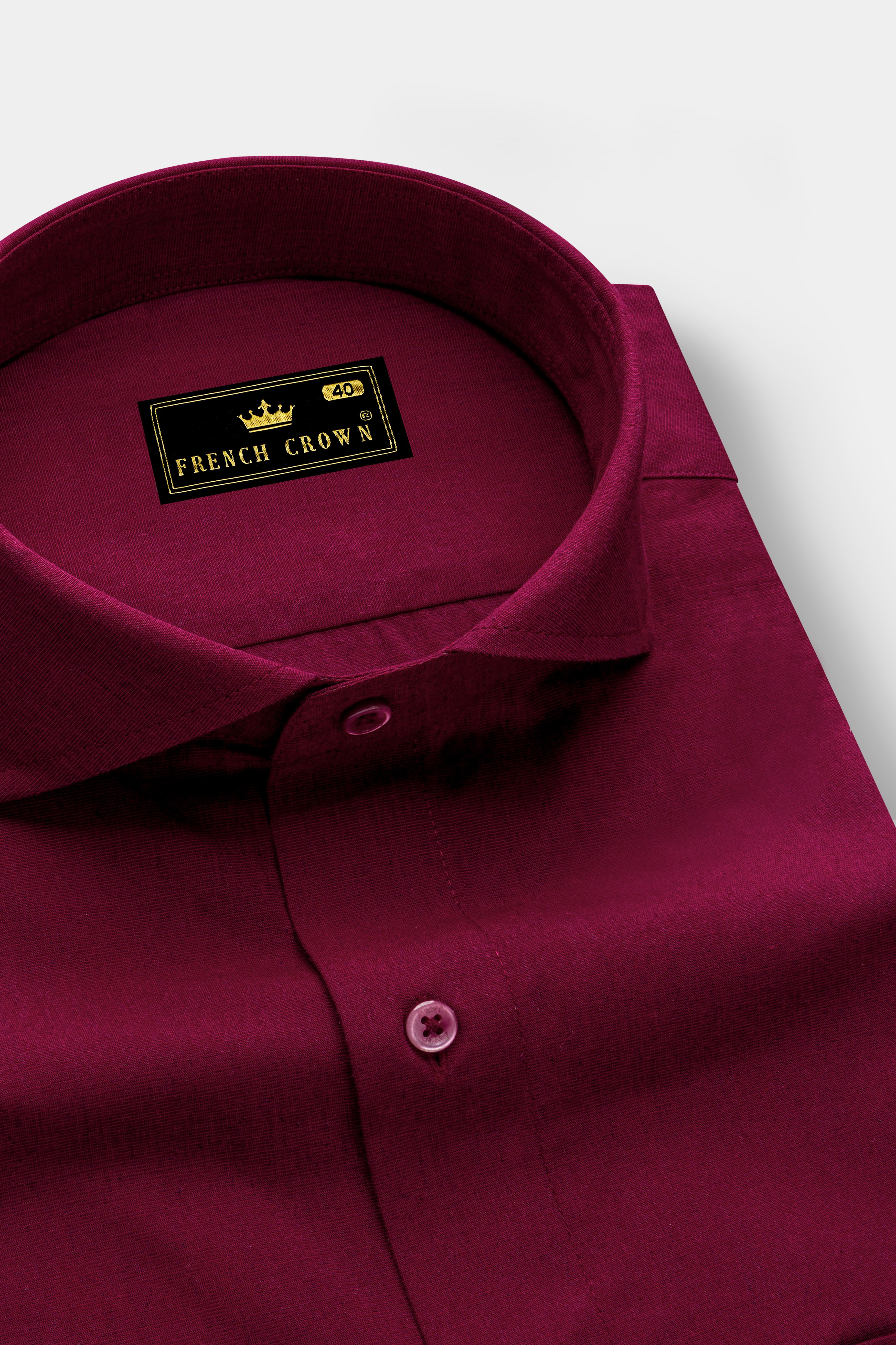 Scarlet Red Chambray Textured Premium Cotton Shirt