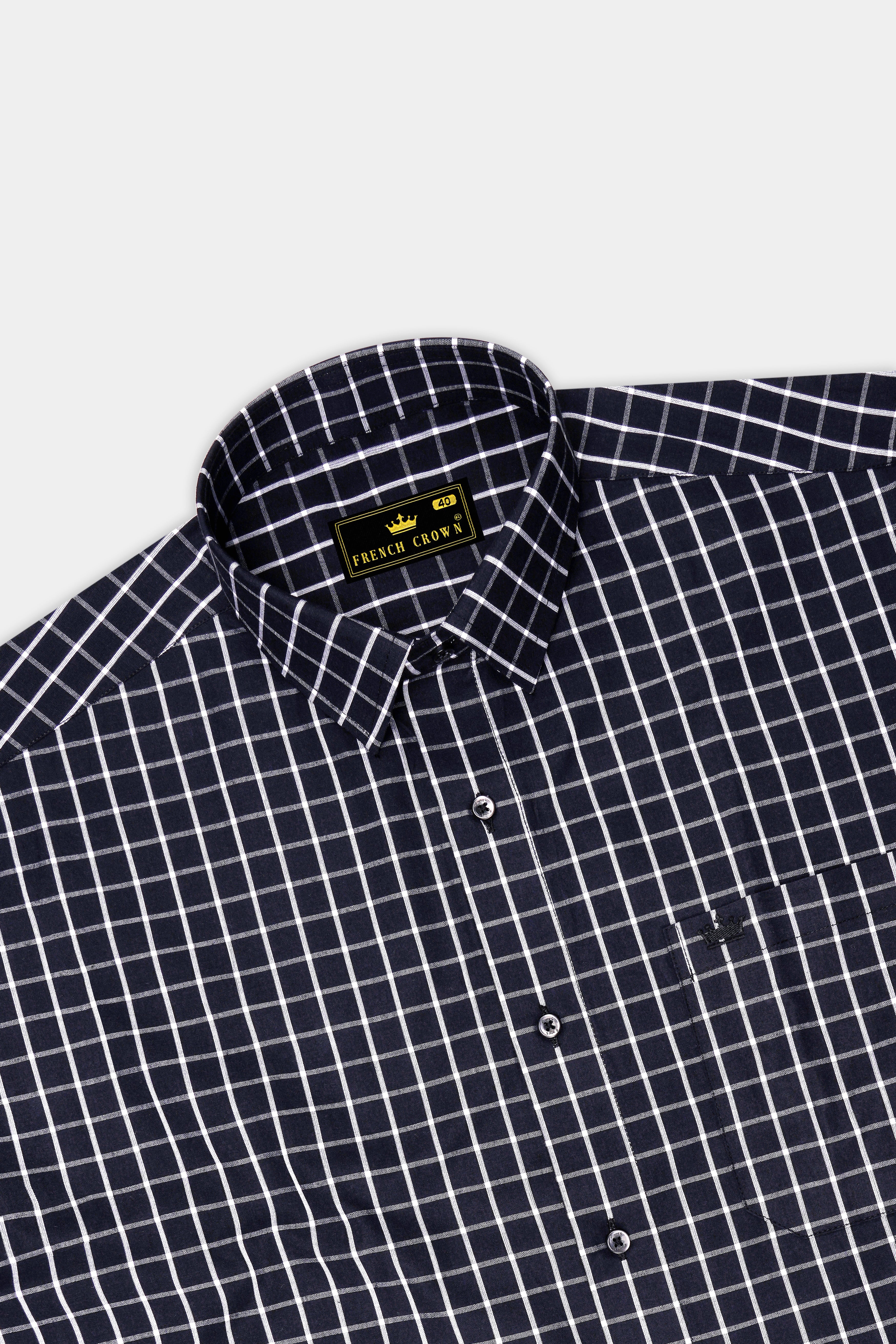 Jade Black Windowpane Premium Cotton Shirt