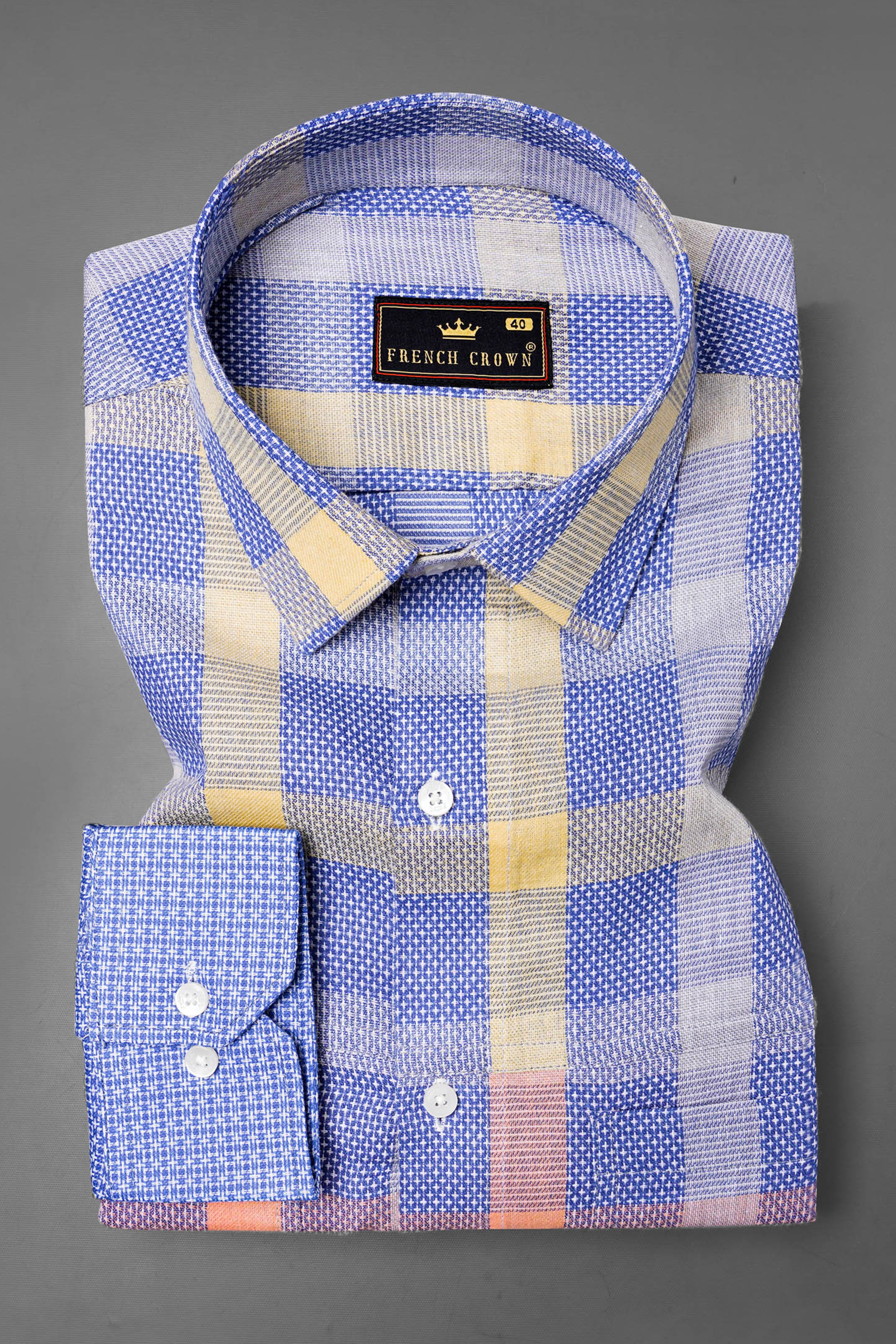 Scampi Blue Plaid Dobby Textured Premium Giza Cotton Designer Shirt