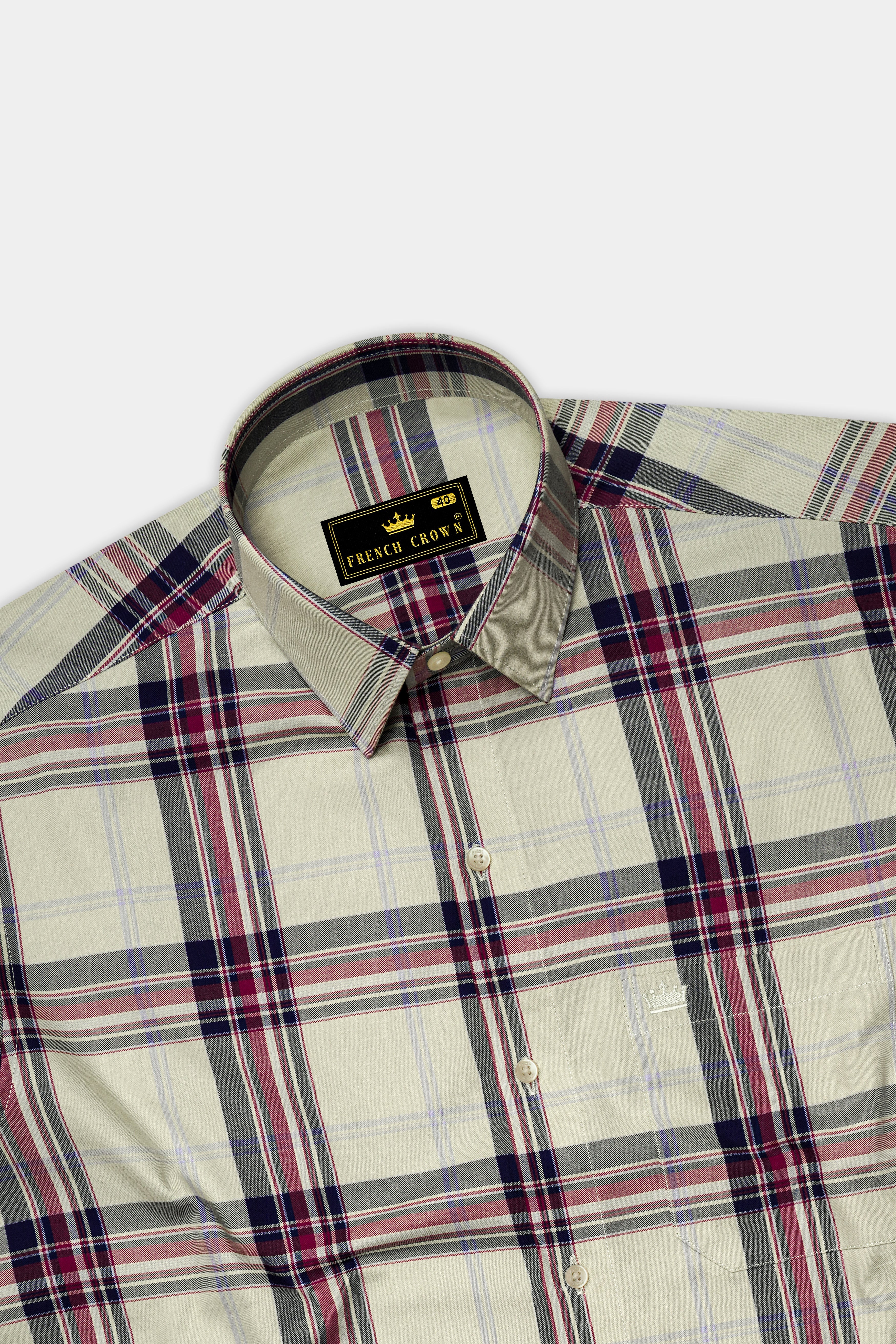 Ash Green Plaid Twill Premium Cotton Shirt