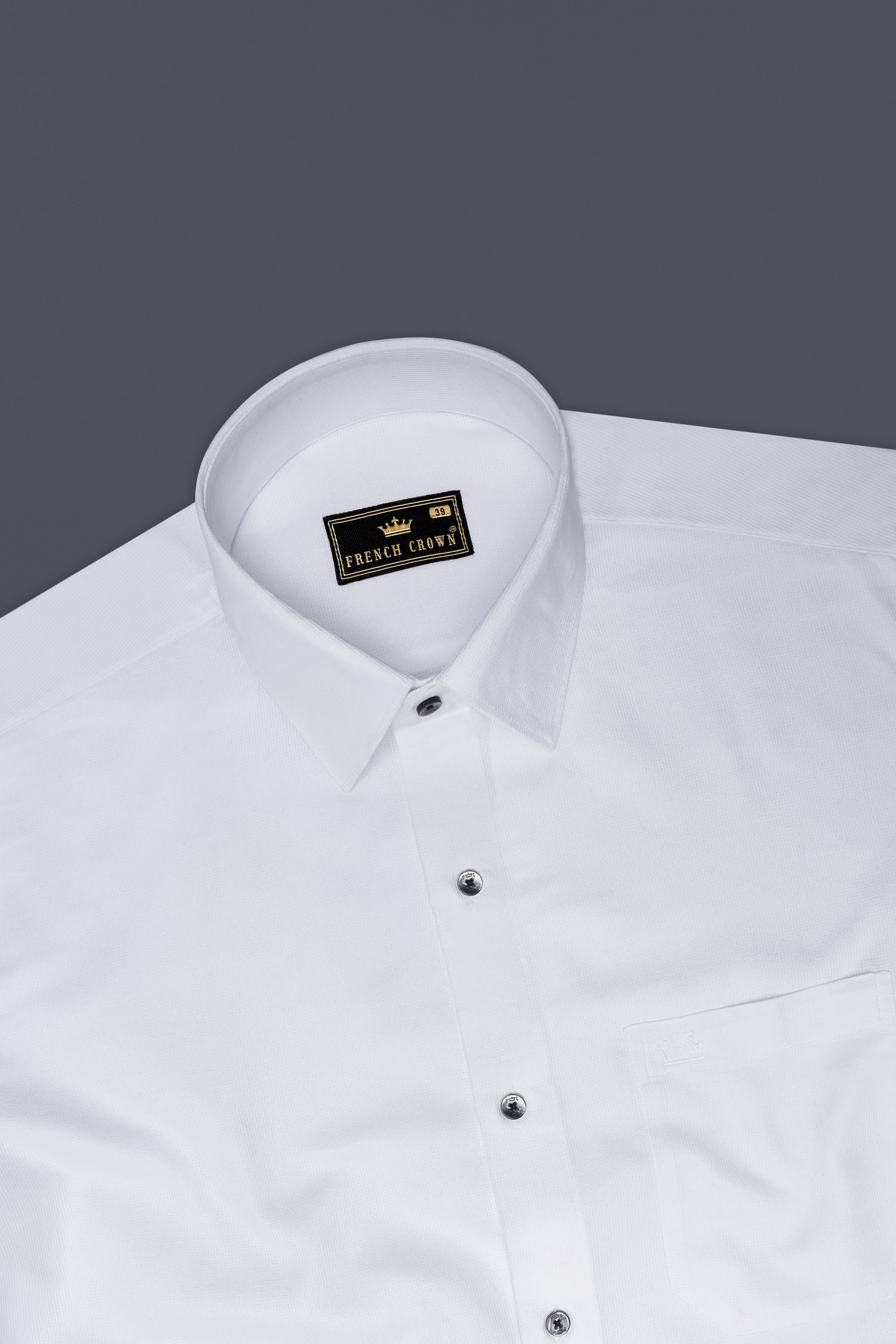 Bright White Dobby Textured Premium Giza Cotton Shirt