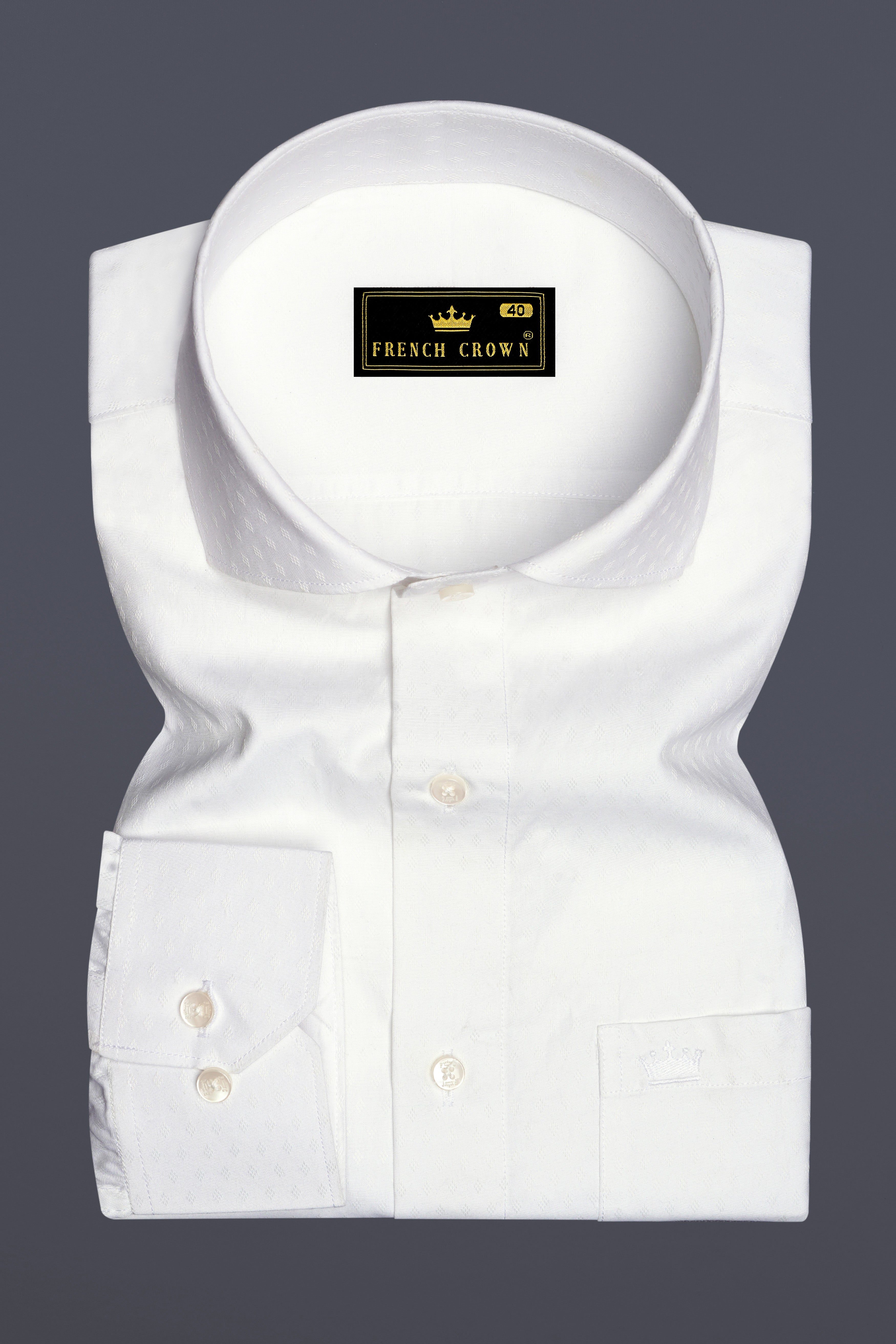 Bright White Dobby Textured Premium Giza Cotton Shirt