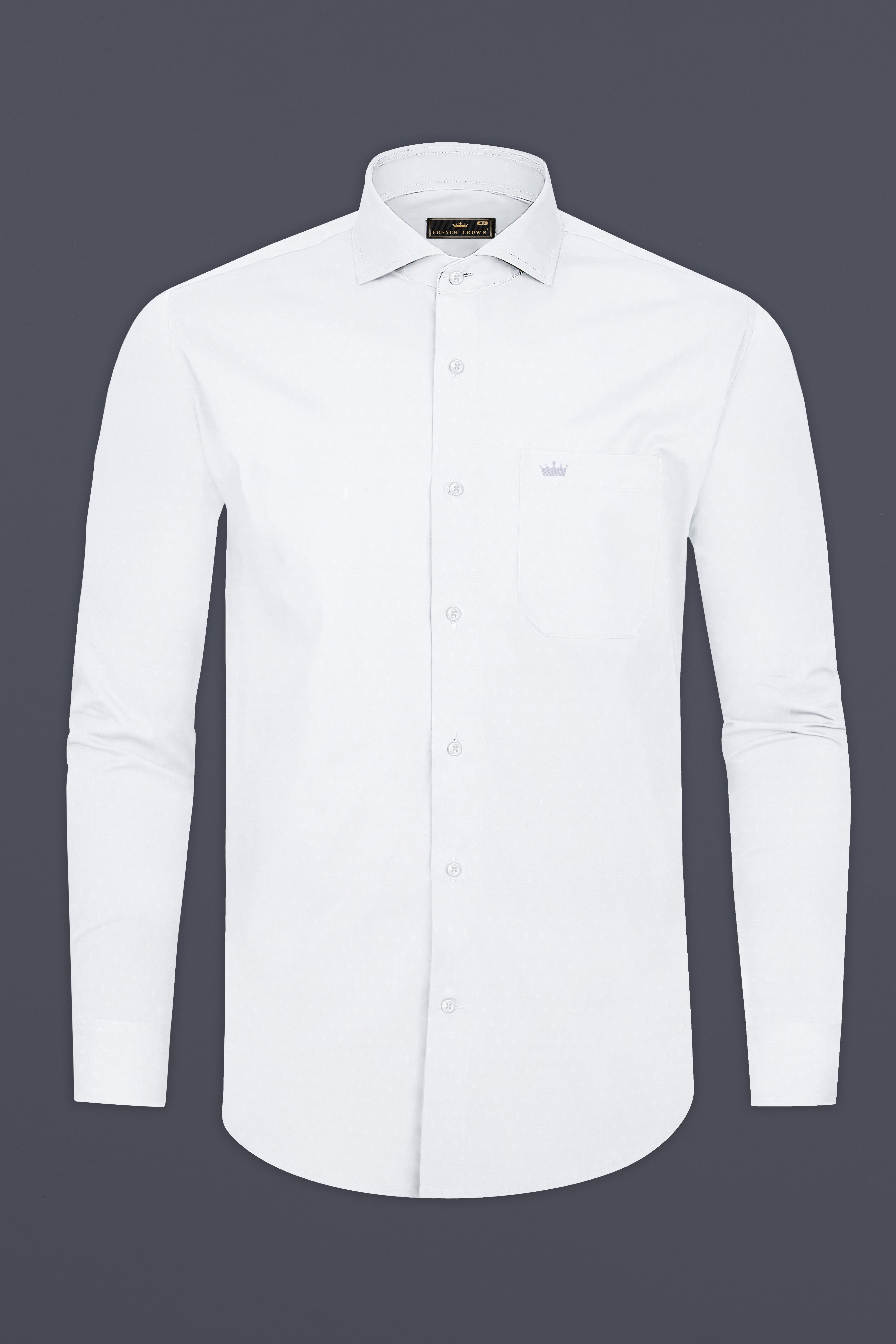 Bright White Dobby Textured Premium Giza Cotton Shirt