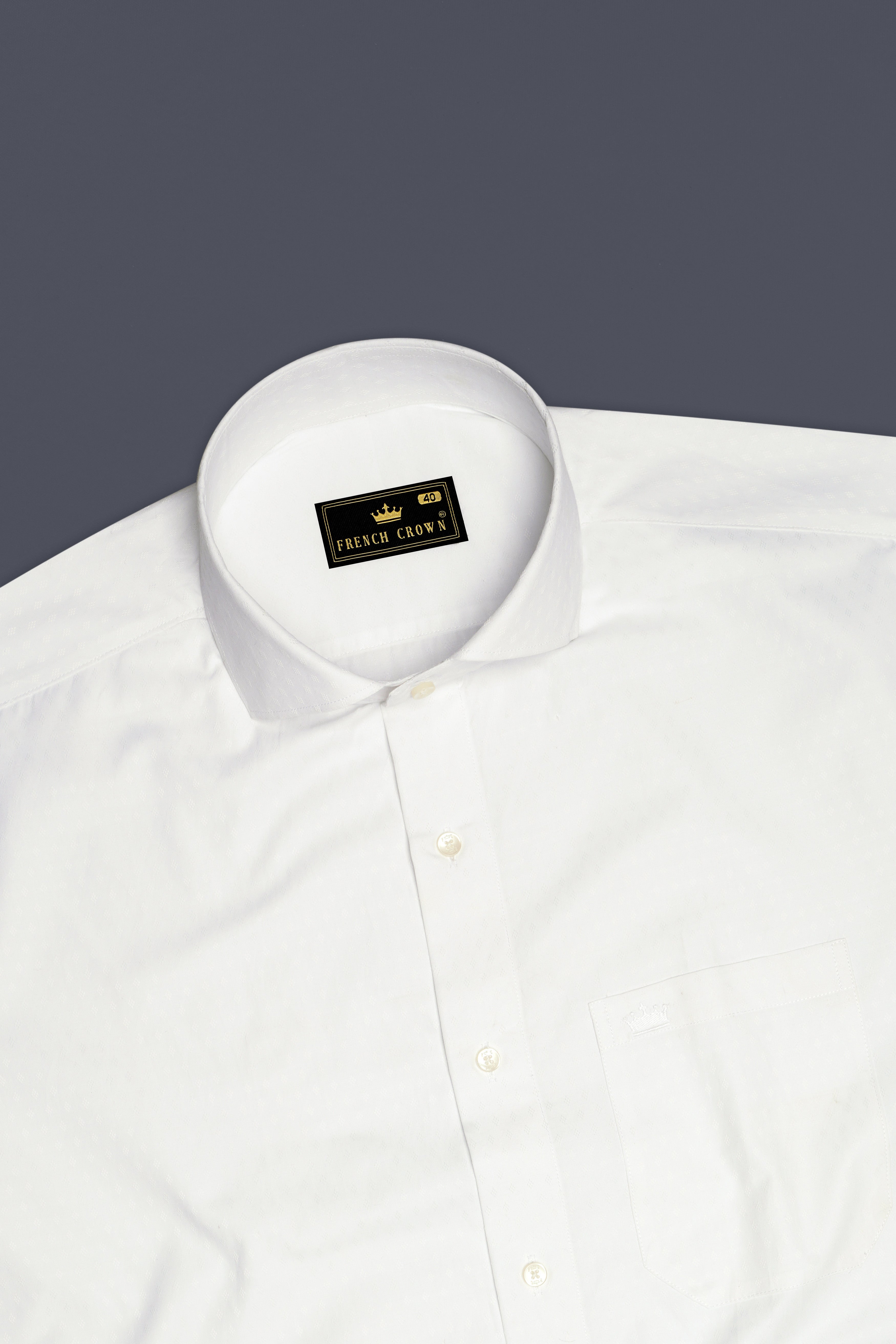 Bright White Dobby Textured Premium Giza Cotton Shirt