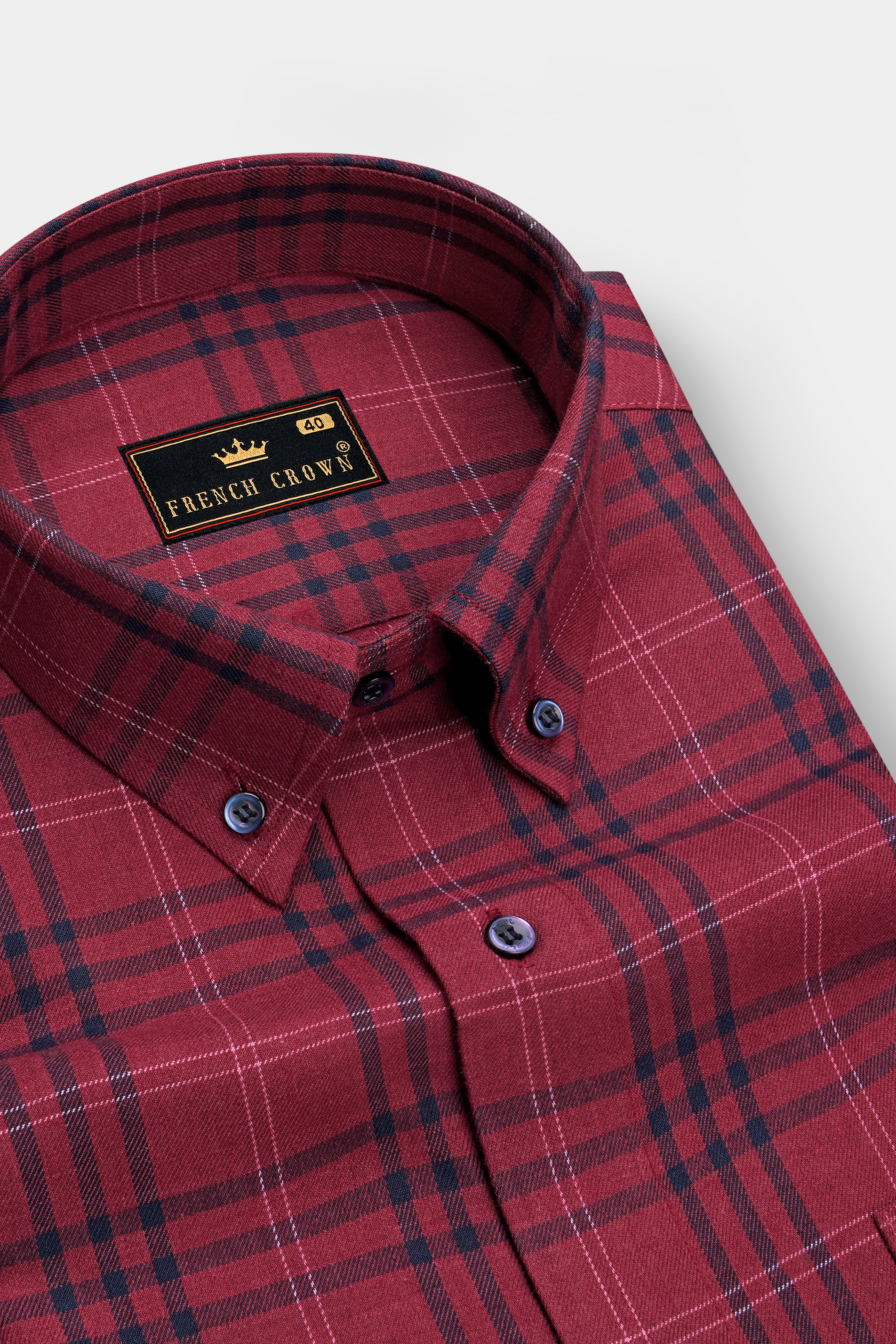 Camelot Red Plaid Twill Premium Cotton Shirt