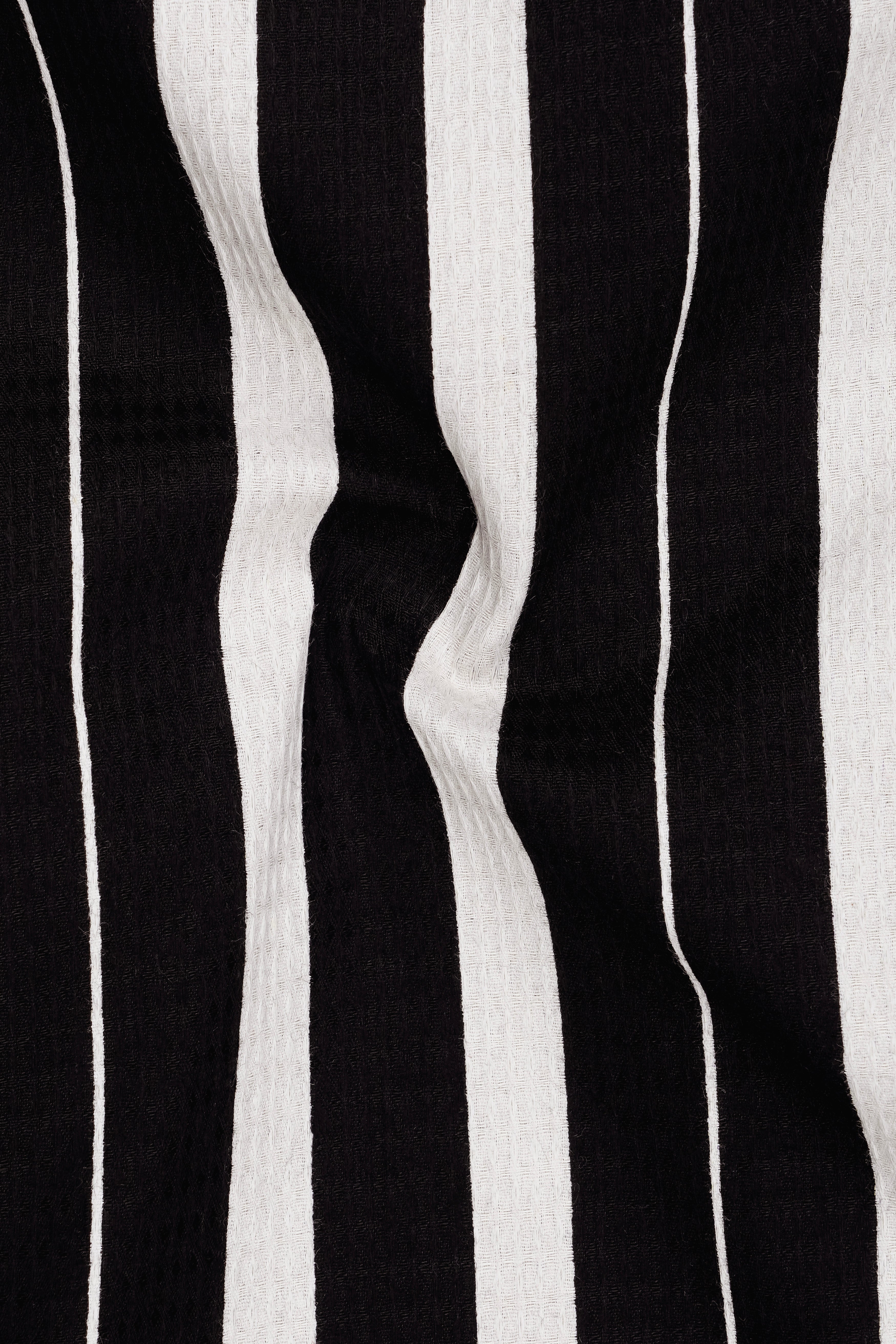 Jade Black and Gainsboro off White Striped Dobby Textured Premium Giza Cotton Shirt