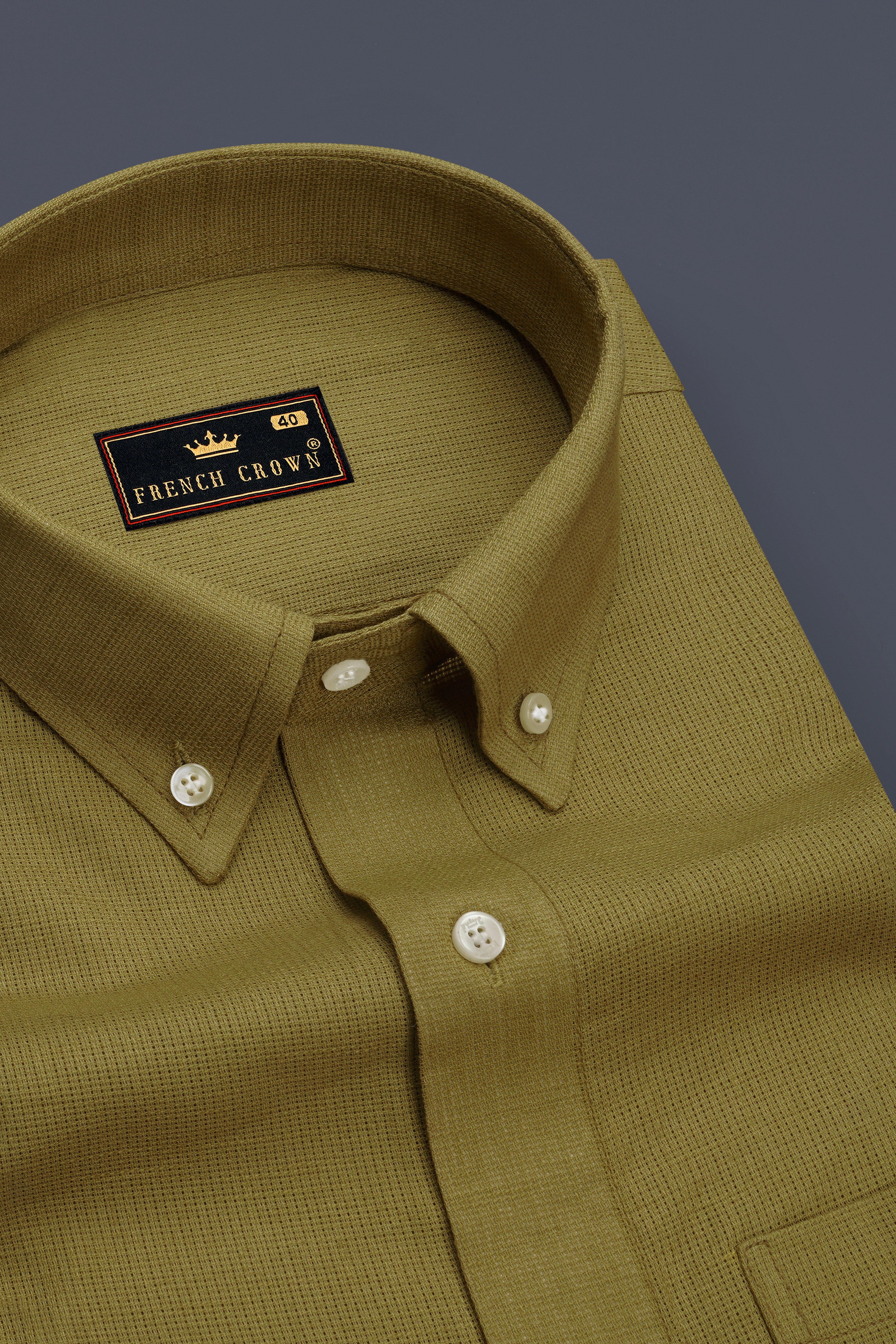 Teak Yellow Dobby Textured Premium Giza Cotton Shirt