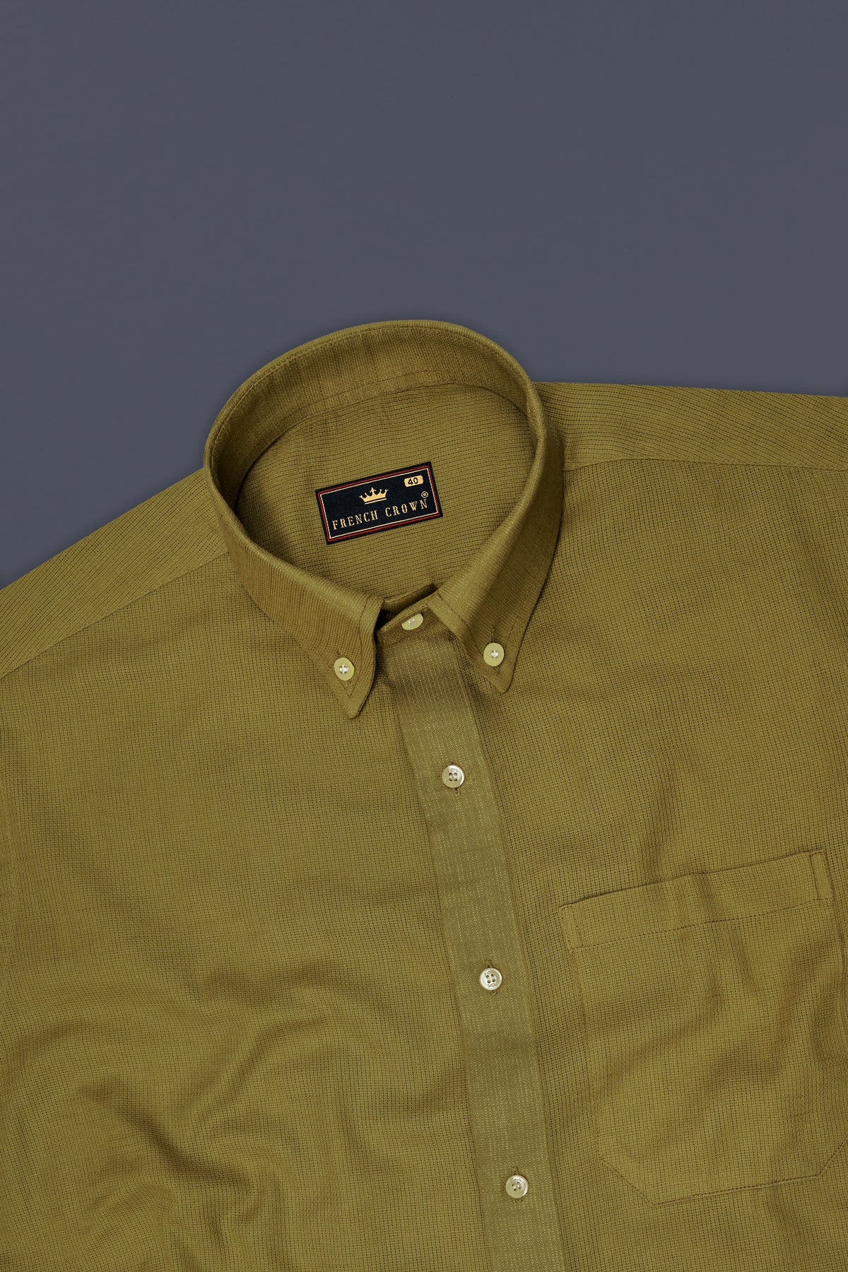 Teak Yellow Dobby Textured Premium Giza Cotton Shirt