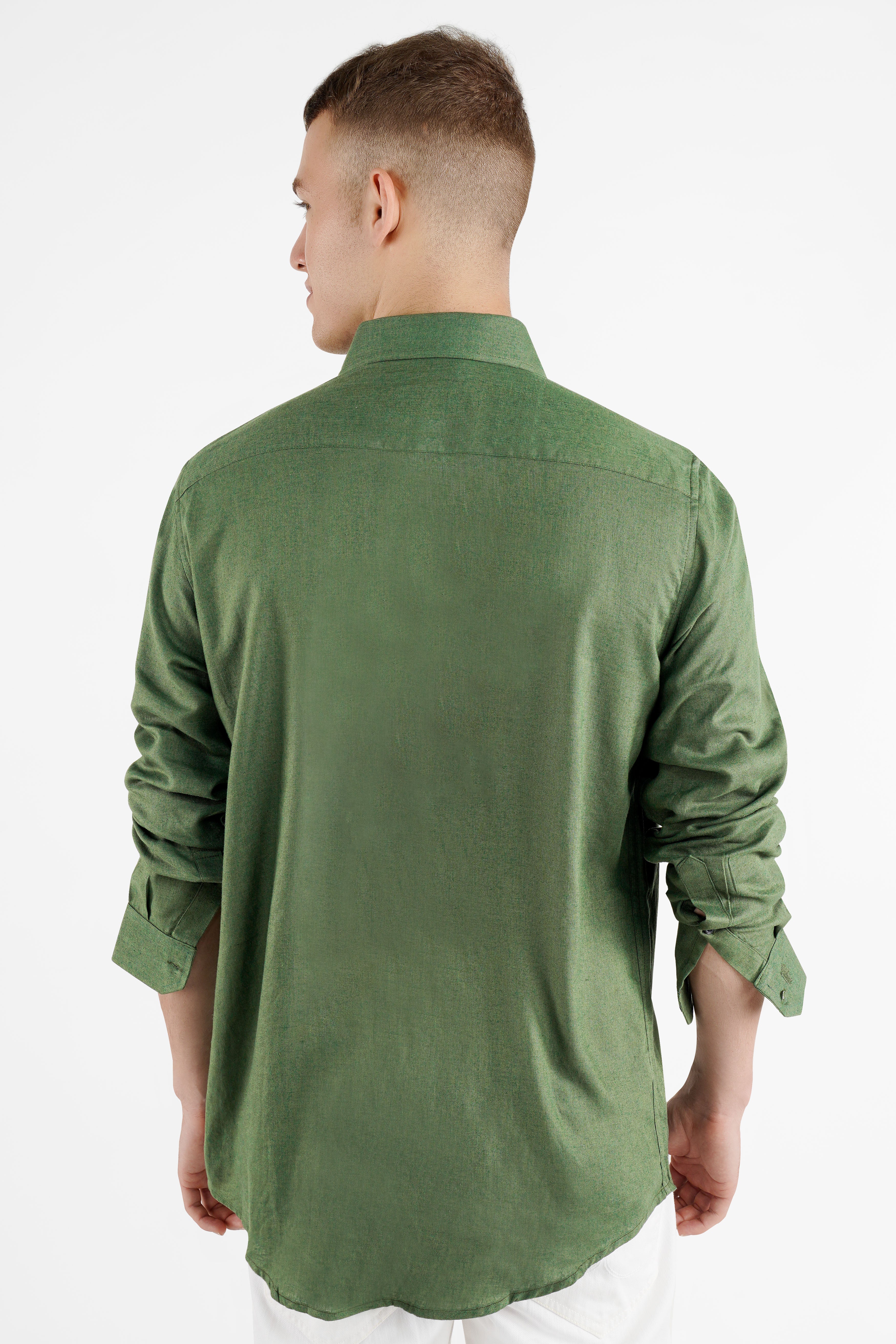 Finch Green Minion Hand Painted Luxurious Linen Designer Shirt
