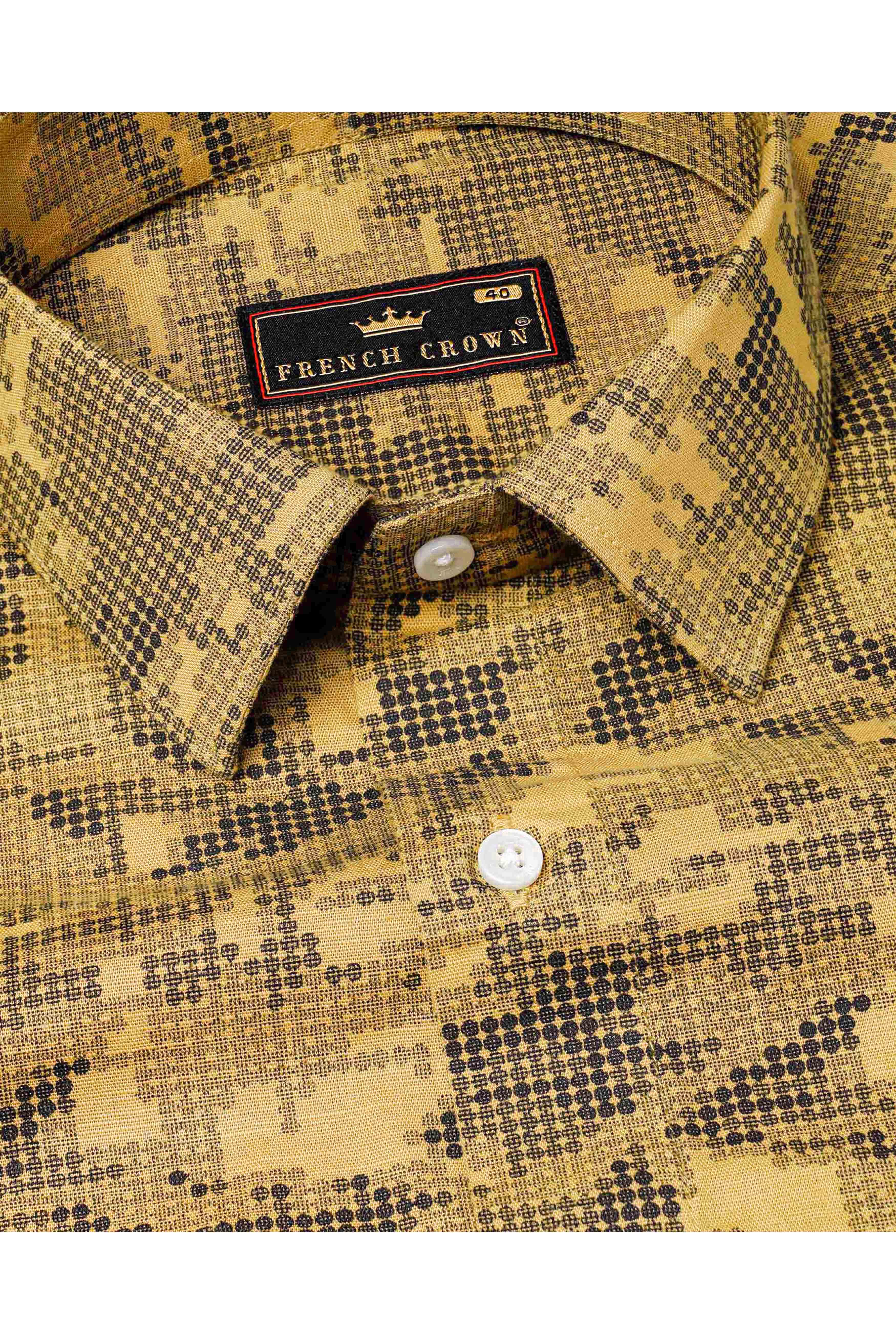 Sundance Brown with Black Hand Painted Luxurious Linen Designer Shirt