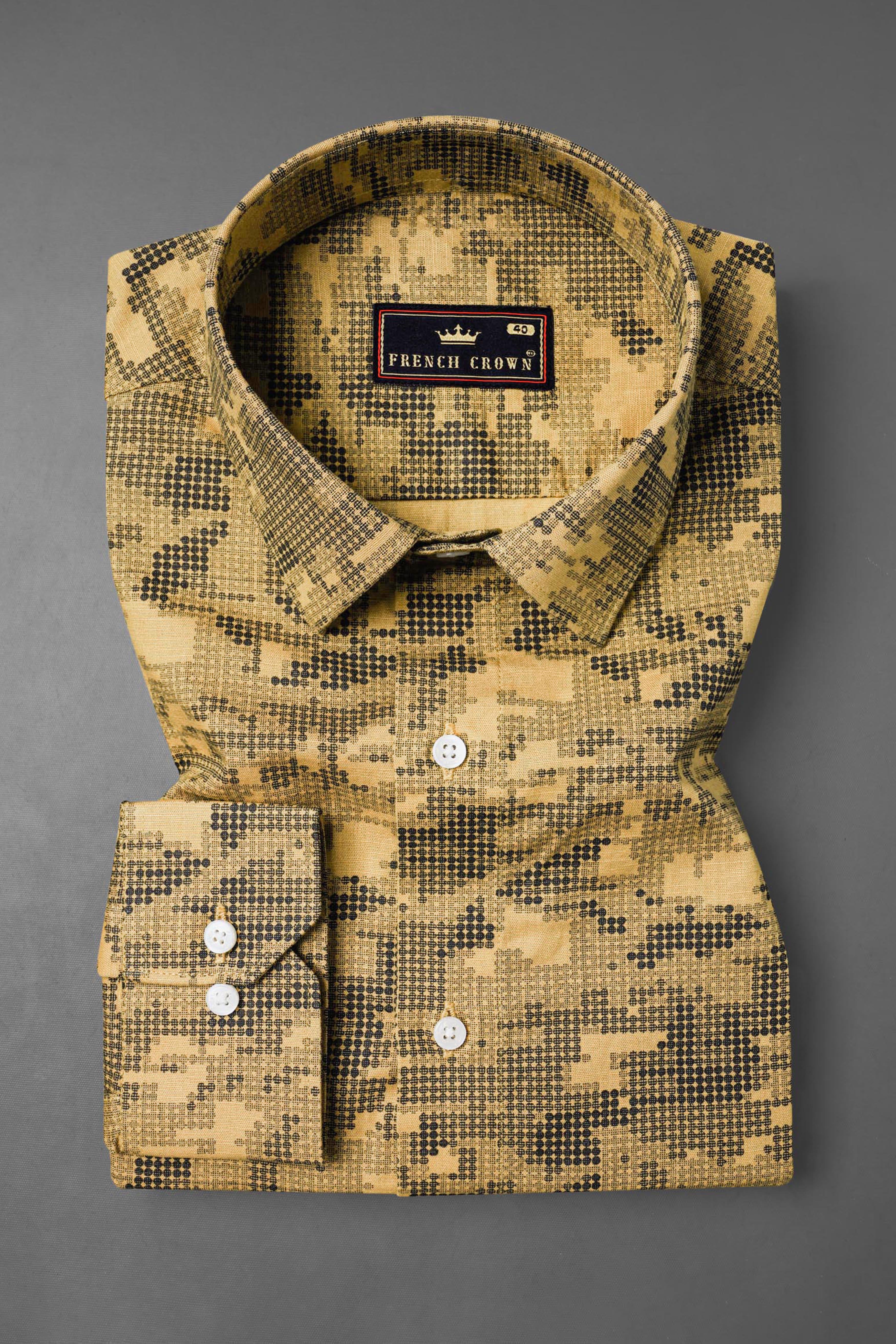 Sundance Brown with Black Hand Painted Luxurious Linen Designer Shirt