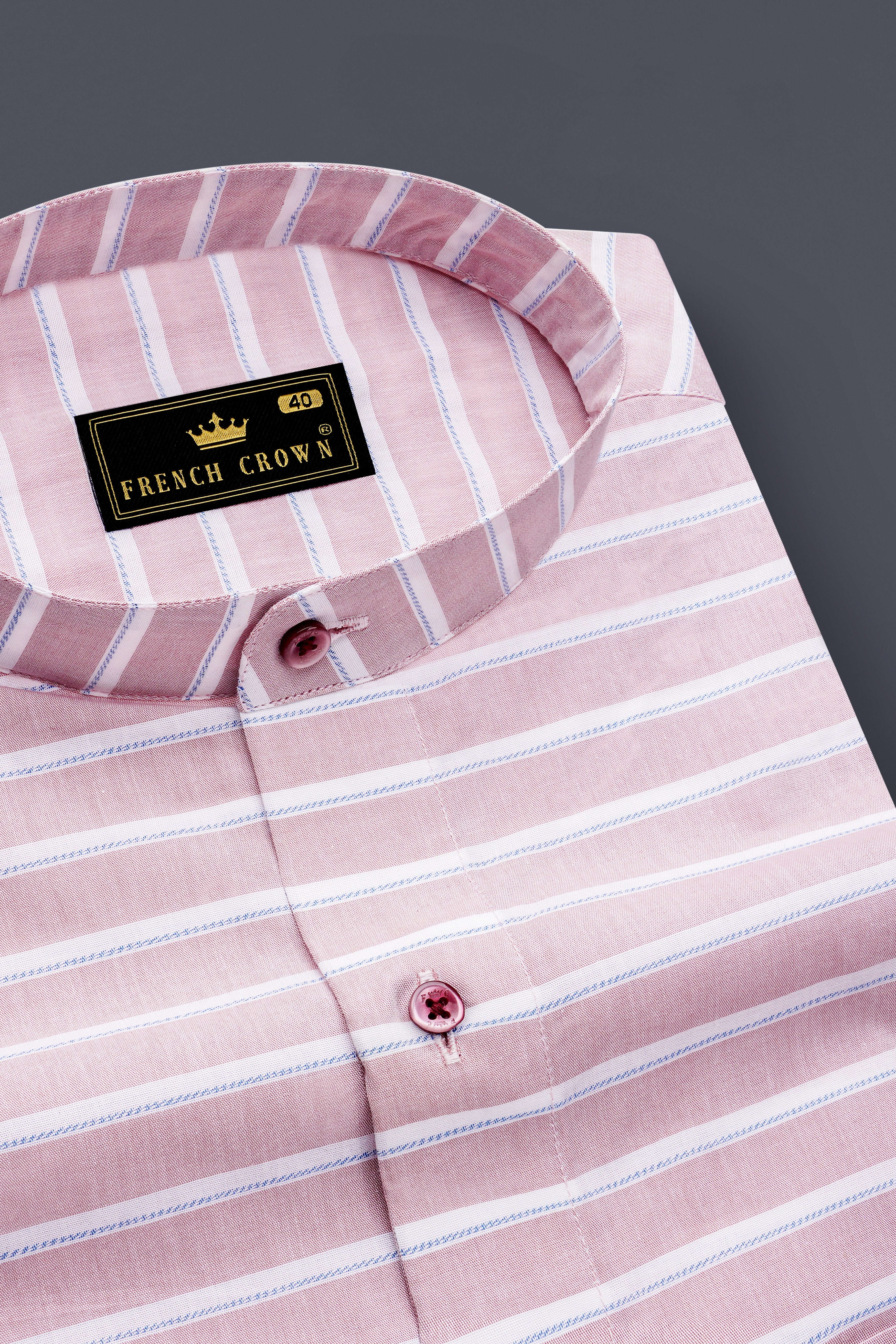 Twilight Pink With White Striped Dobby Textured  Premium Giza Cotton Shirt