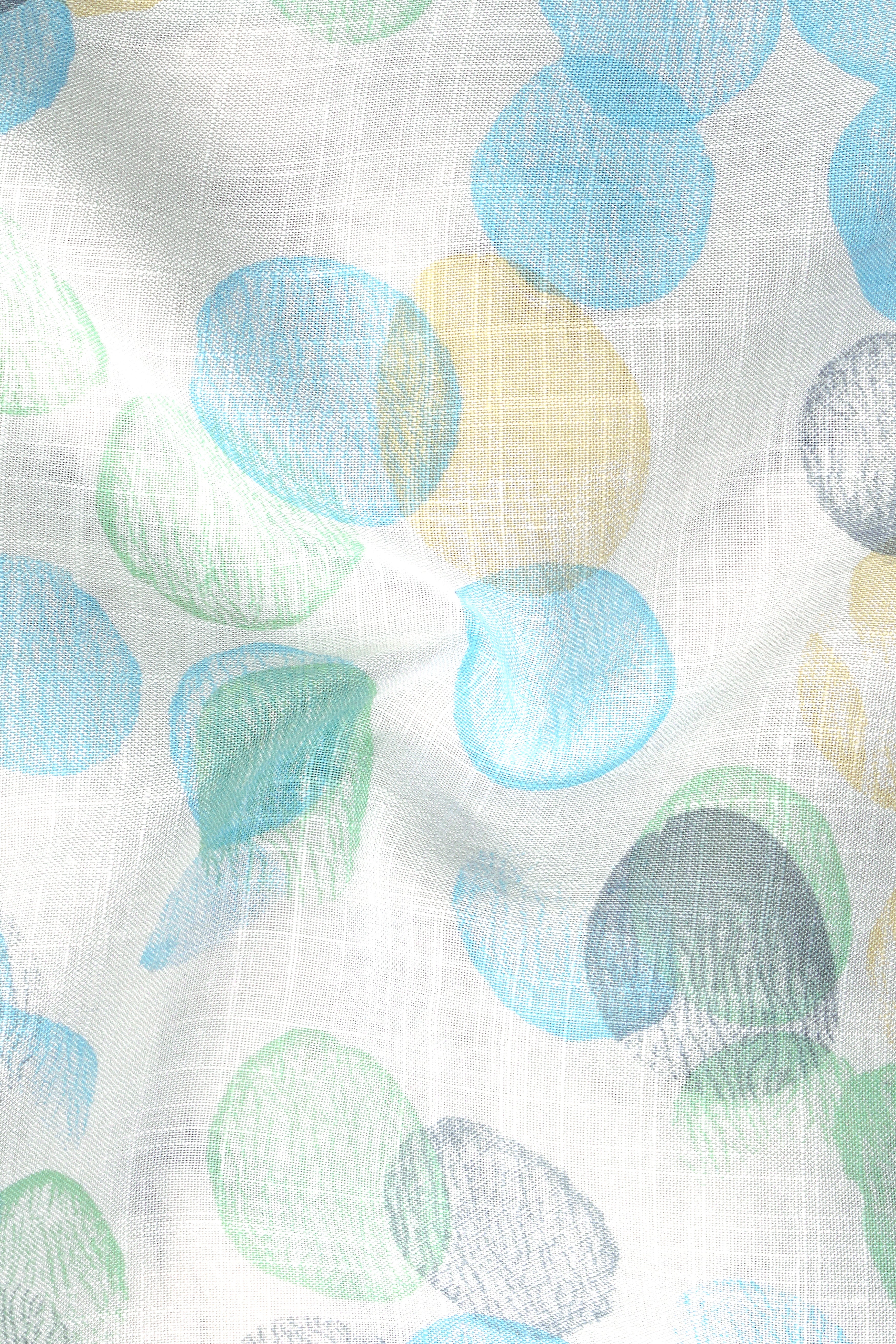 Aqua Island Blue and Surf Crest Green Polka Dots Premium Tencel Kurta Shirt