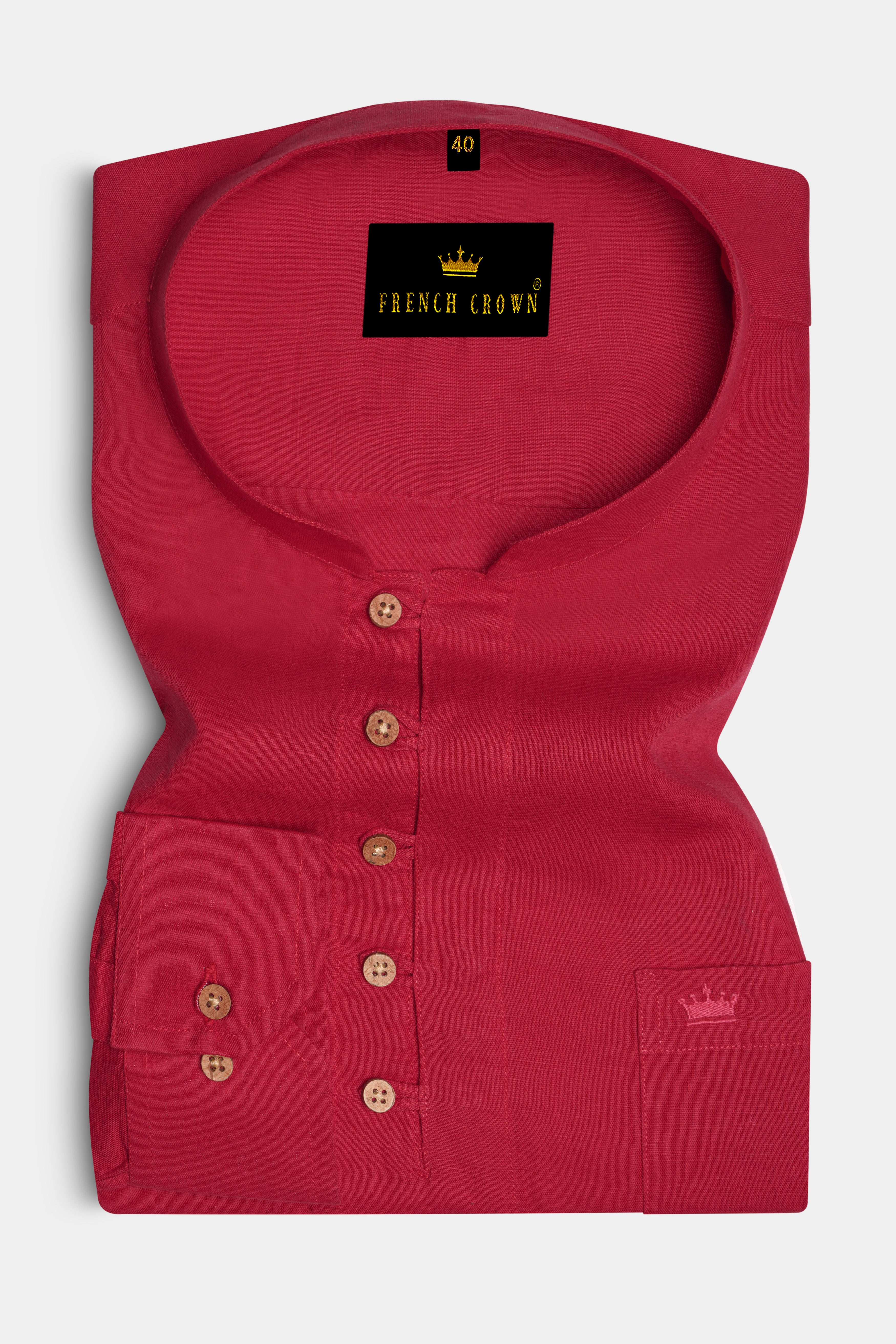 Stiletto Red Luxurious Linen Kurta Shirt