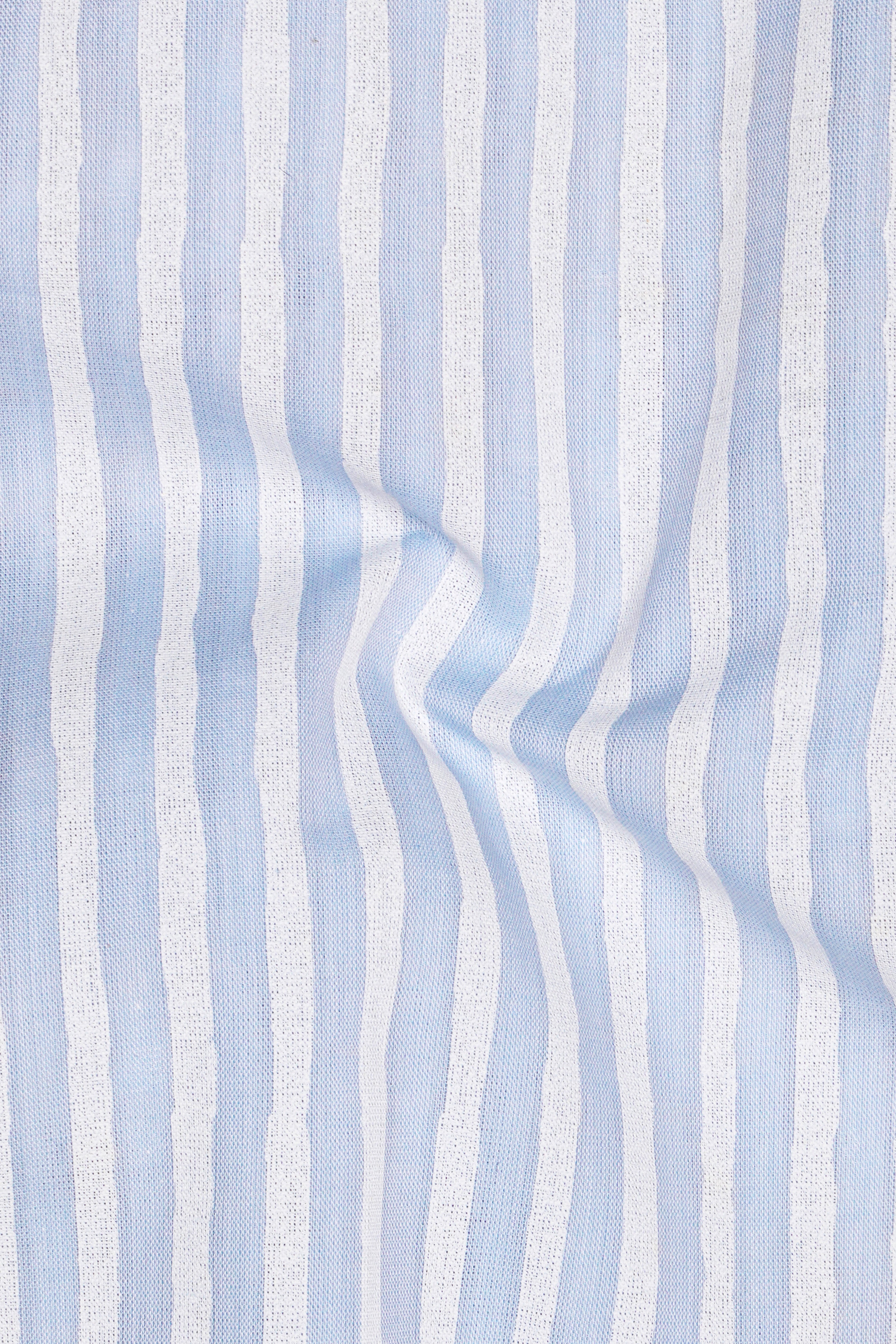 Heather Blue and White Striped Premium Cotton Kurta Shirt