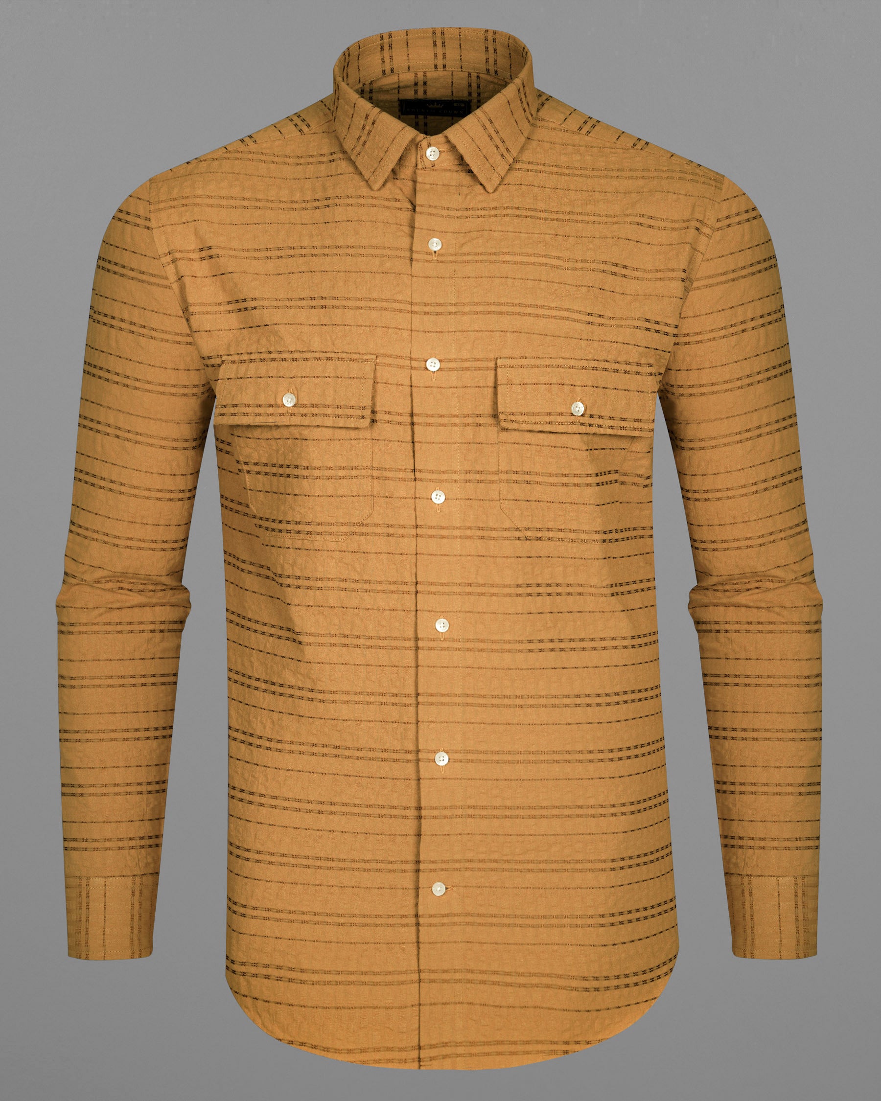 Bourbon Brown Seersucker Giza Cotton Overshirt/Shacket